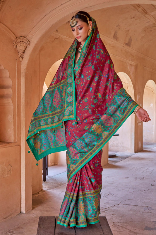 Red Printed Silk Saree-SAR11257_2_SareeButa.com