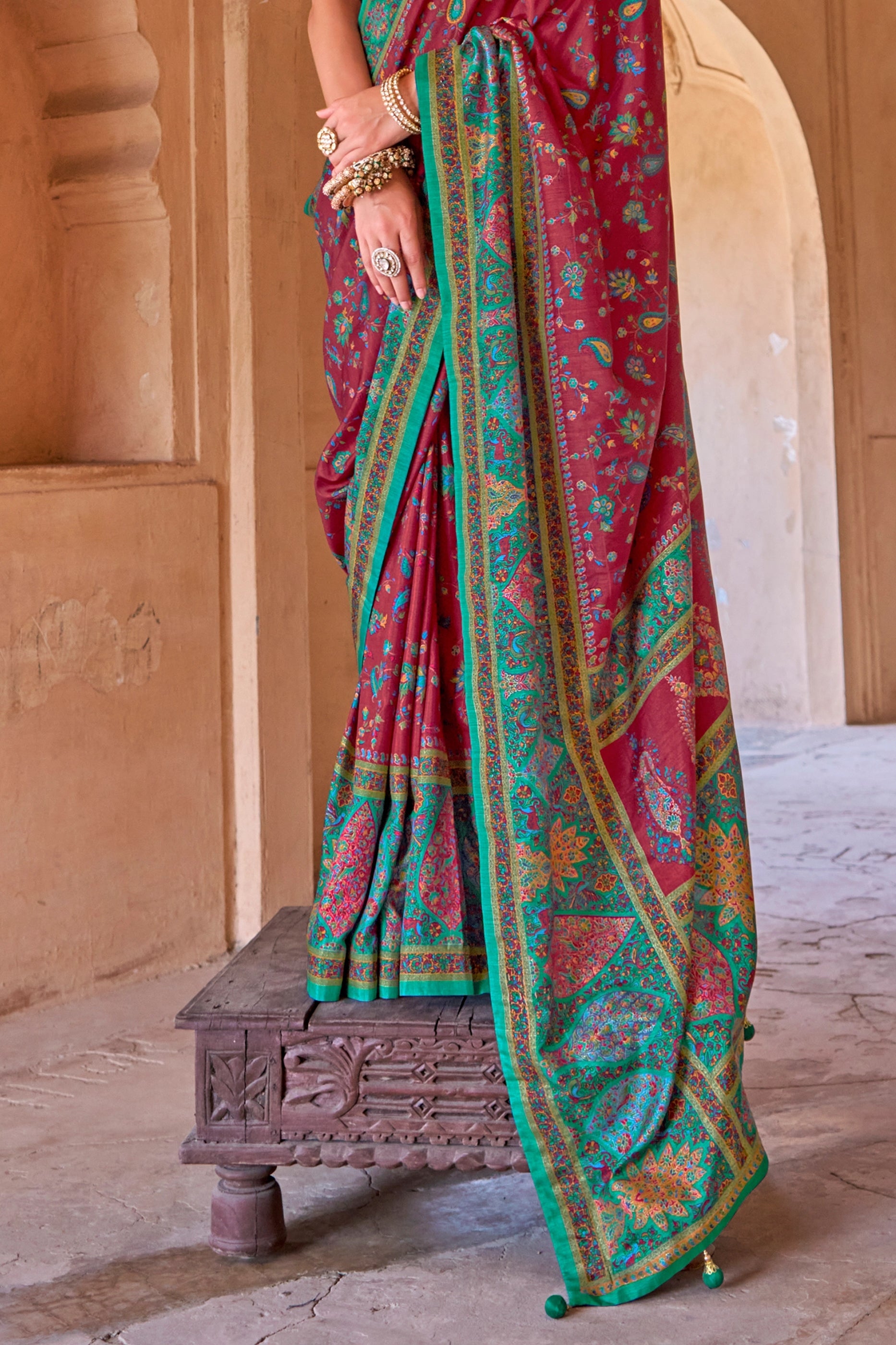 Red Printed Silk Saree-SAR11257_4_SareeButa.com
