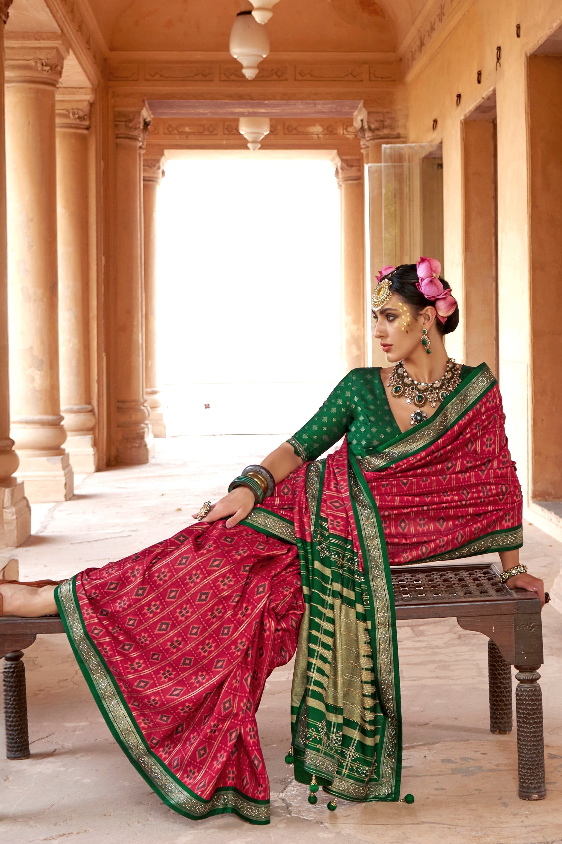 Red Printed Viscose Silk Patola Saree-SAR10160_2_SareeButa.com