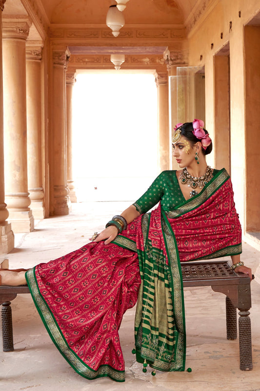 Red Printed Viscose Silk Patola Saree-SAR10160_2_SareeButa.com