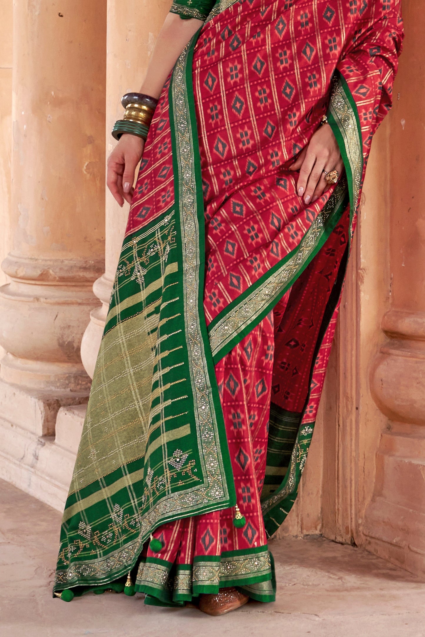 Red Printed Viscose Silk Patola Saree-SAR10160_4_SareeButa.com