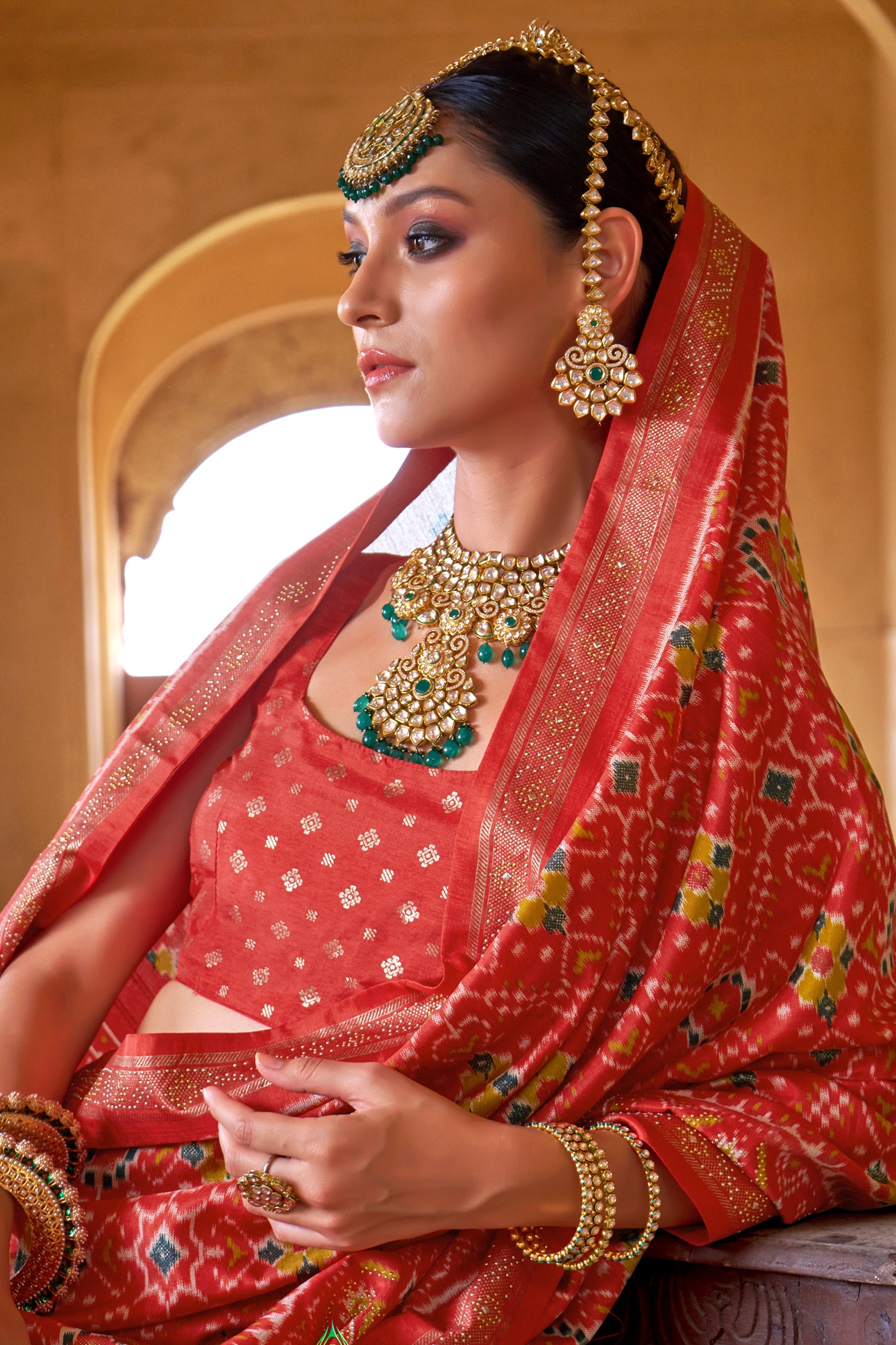 Red Printed Viscose Silk Patola Saree-SAR10193_2_SareeButa.com