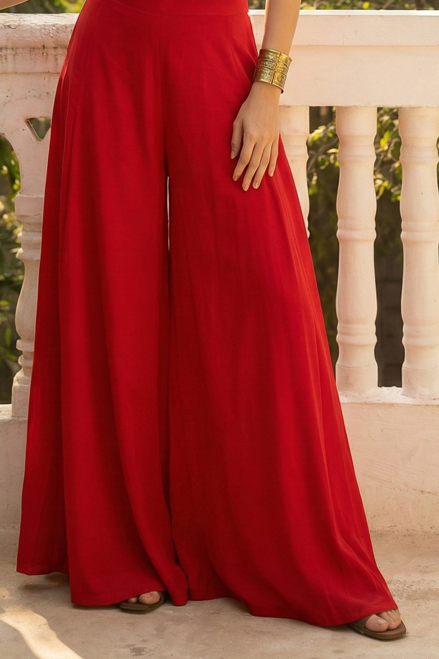 Red Readymade Crepe Palazzo Set-SAR12773_5_SareeButa.com