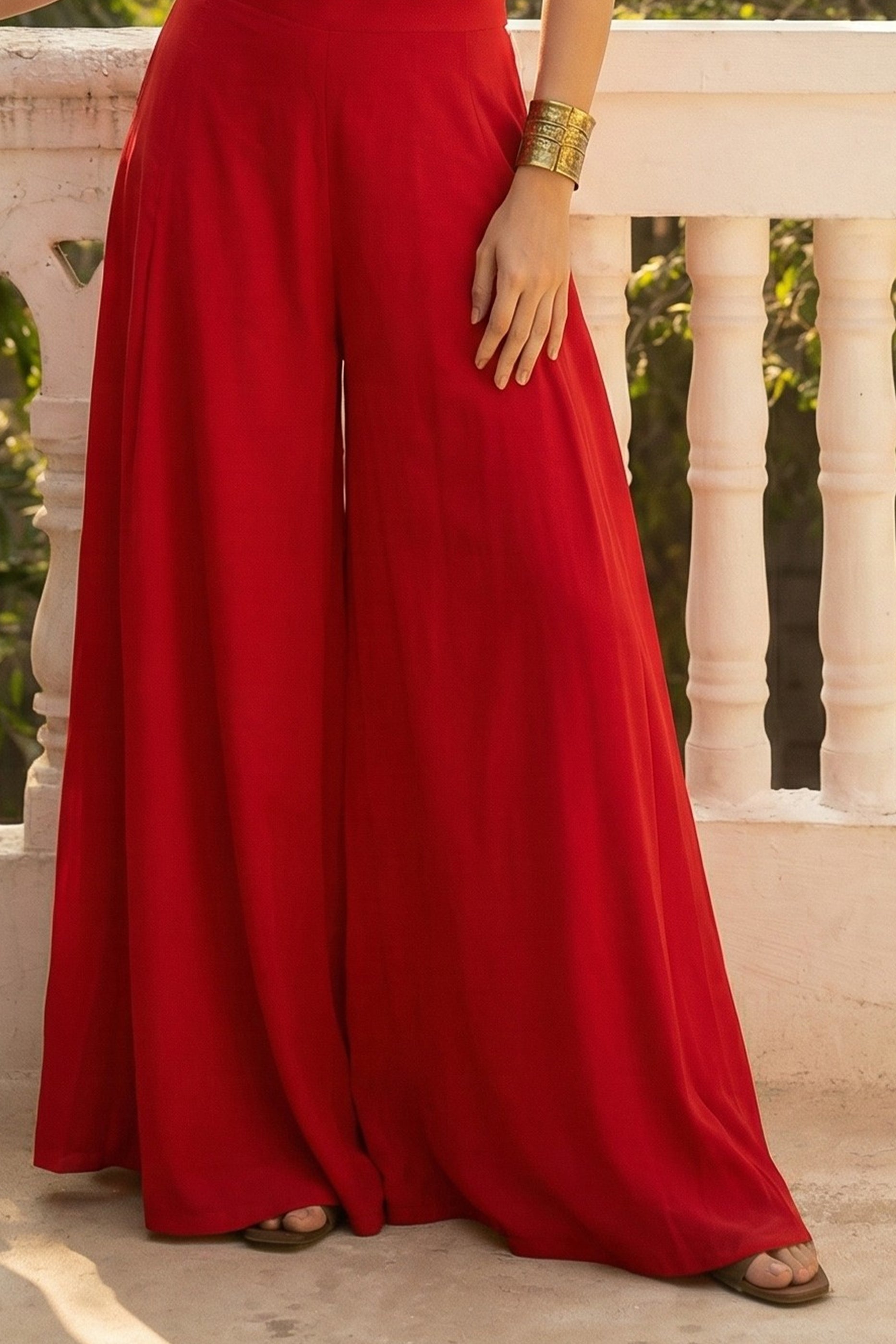 Red Readymade Crepe Palazzo Set-SAR12773_5_SareeButa.com