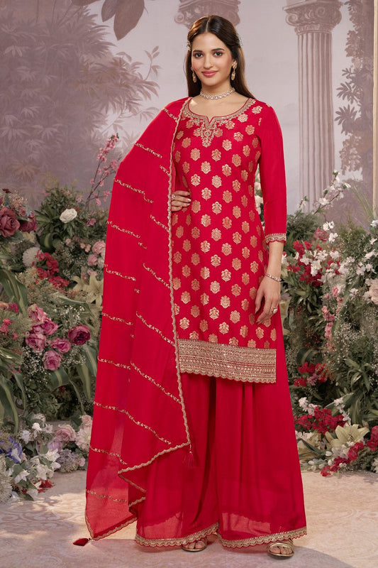 Red Readymade Dola Silk Sharara Suit-SS968_1_SareeButa.com