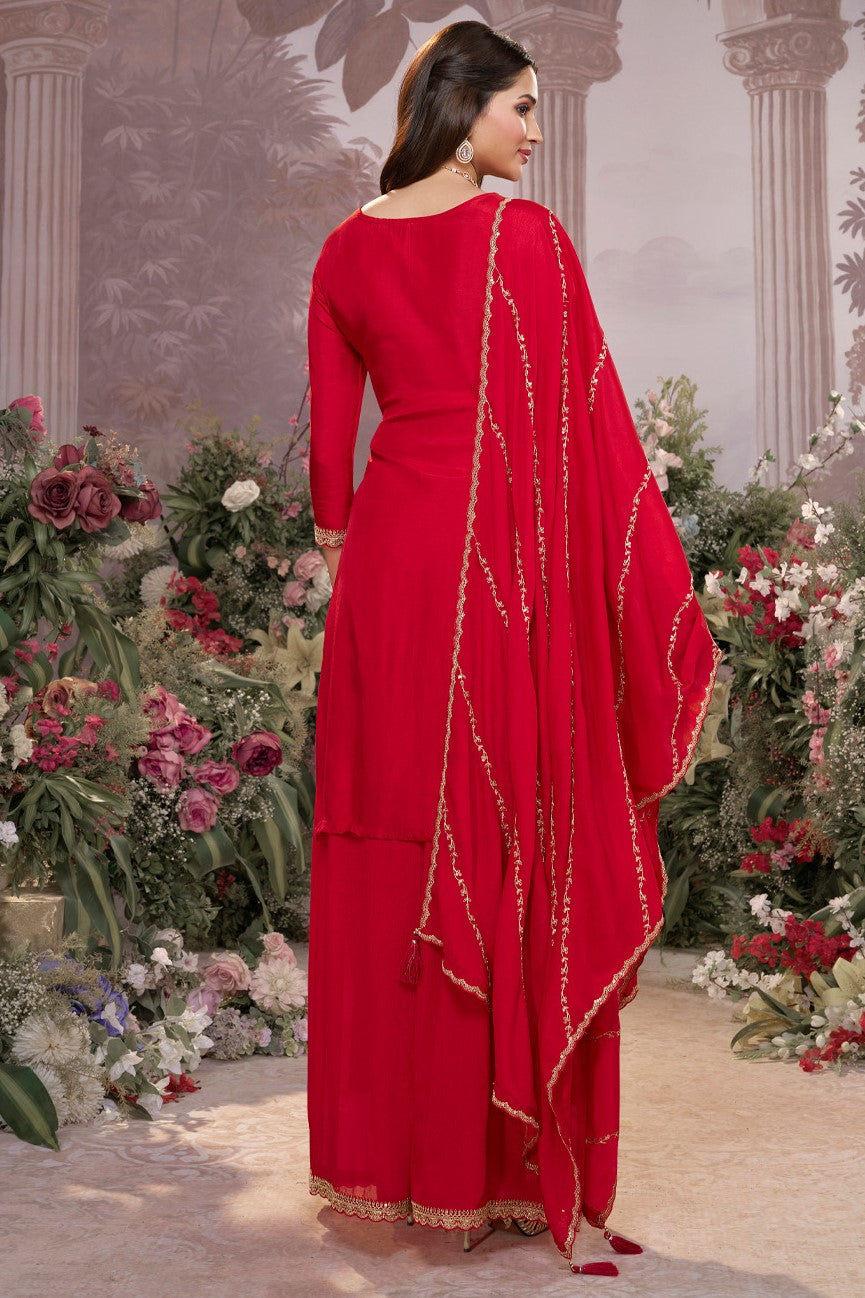 Red Readymade Dola Silk Sharara Suit-SS968_3_SareeButa.com