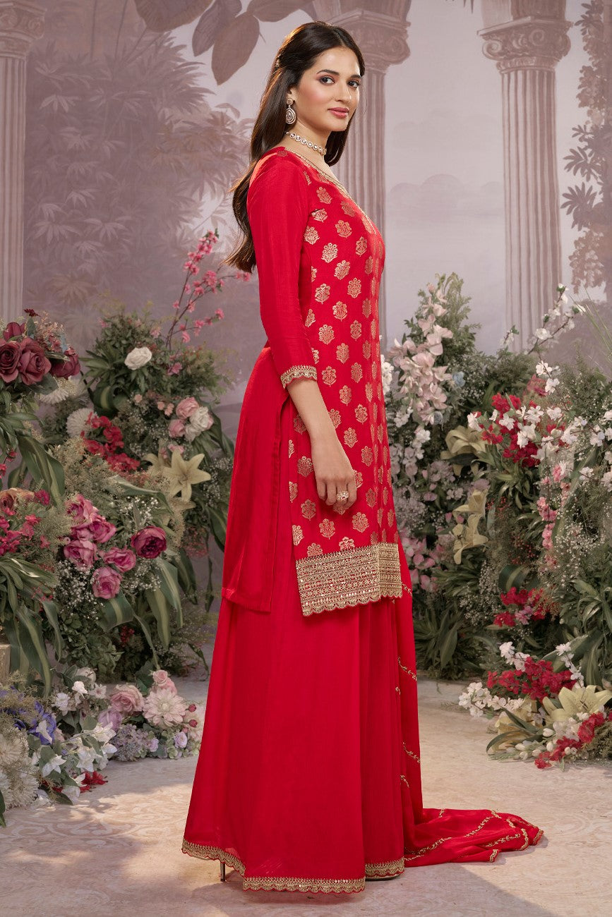 Red Readymade Dola Silk Sharara Suit-SS968_4_SareeButa.com