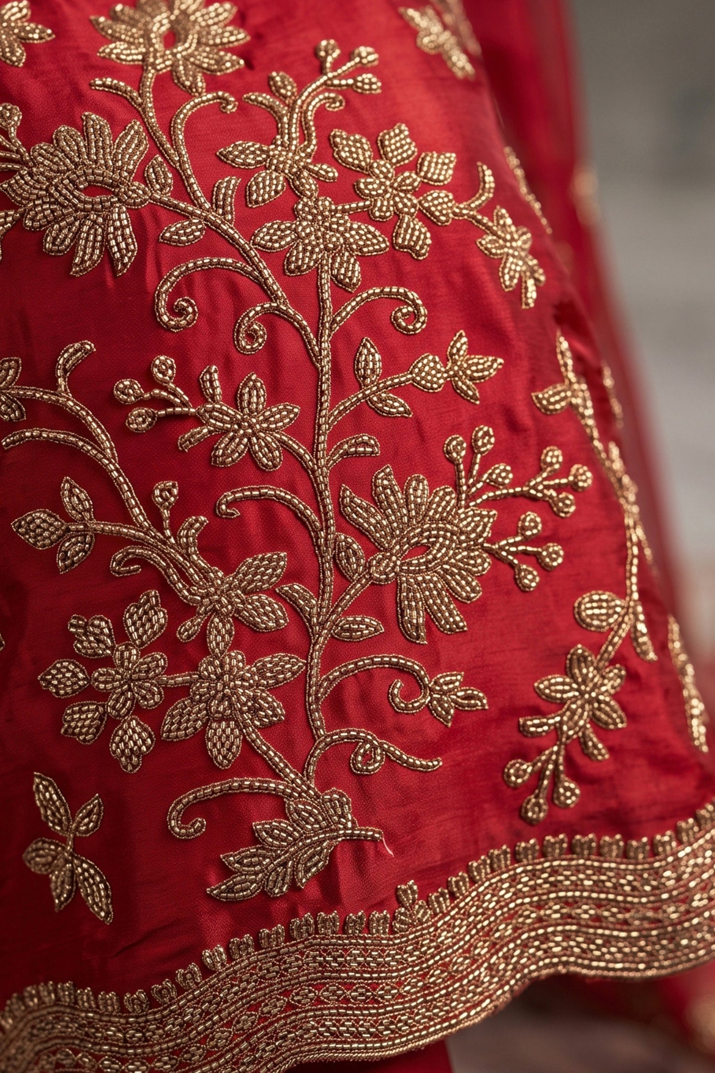Red Readymade Embroidered Chinon Palazzo Suit-SAR13142_3_SareeButa.com
