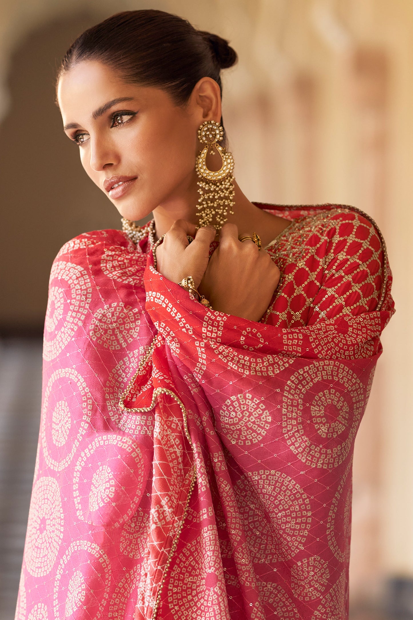 Red Readymade Embroidered Chinon Sharara Suit-SAR11620_2_SareeButa.com