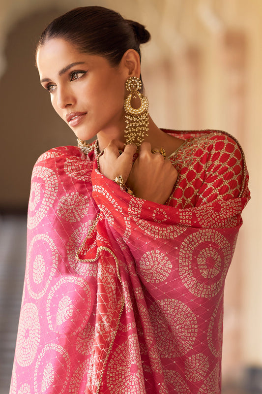 Red Readymade Embroidered Chinon Sharara Suit-SAR11620_2_SareeButa.com