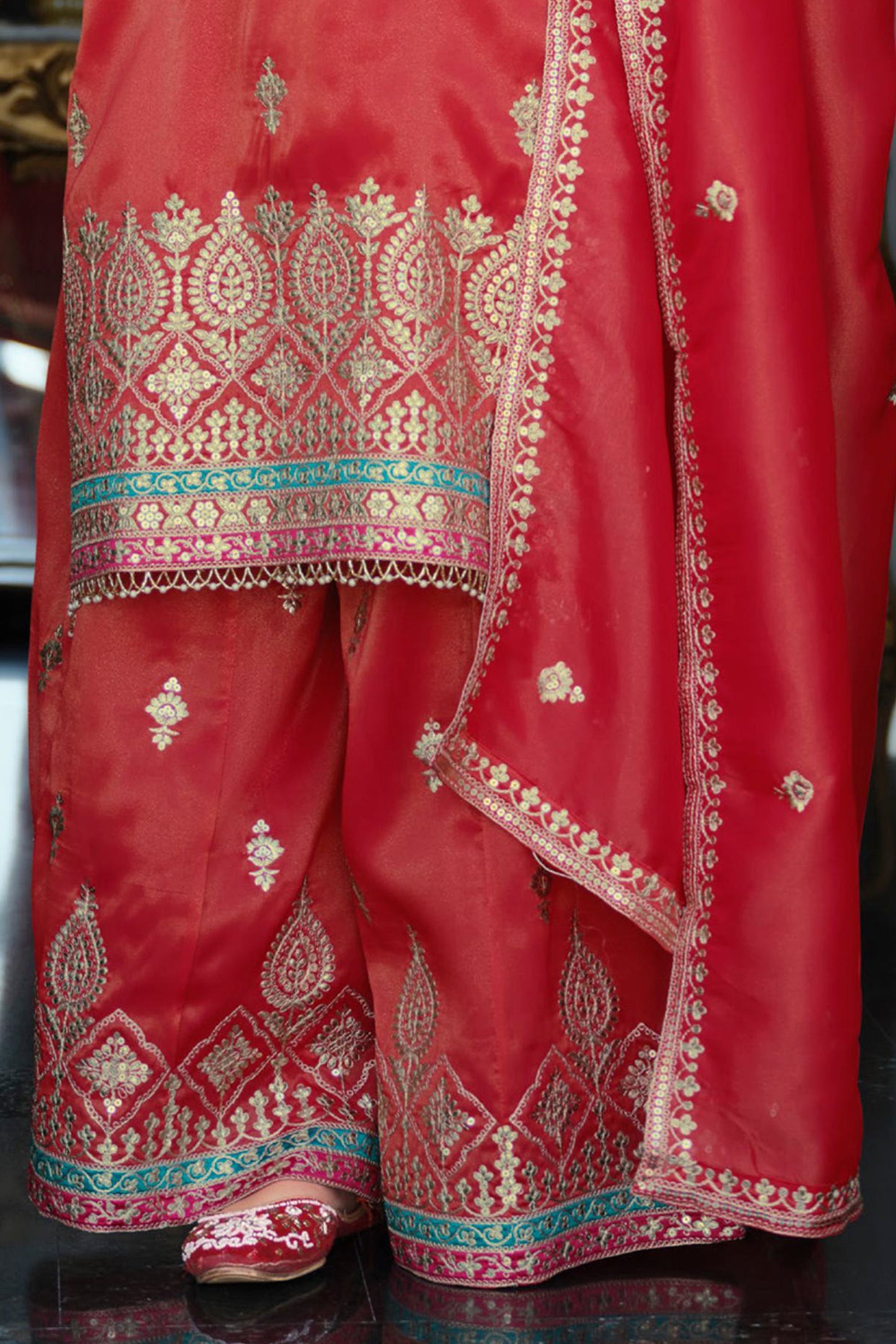 Red Readymade Embroidered Simar Silk Suit-SAR12127_5_SareeButa.com