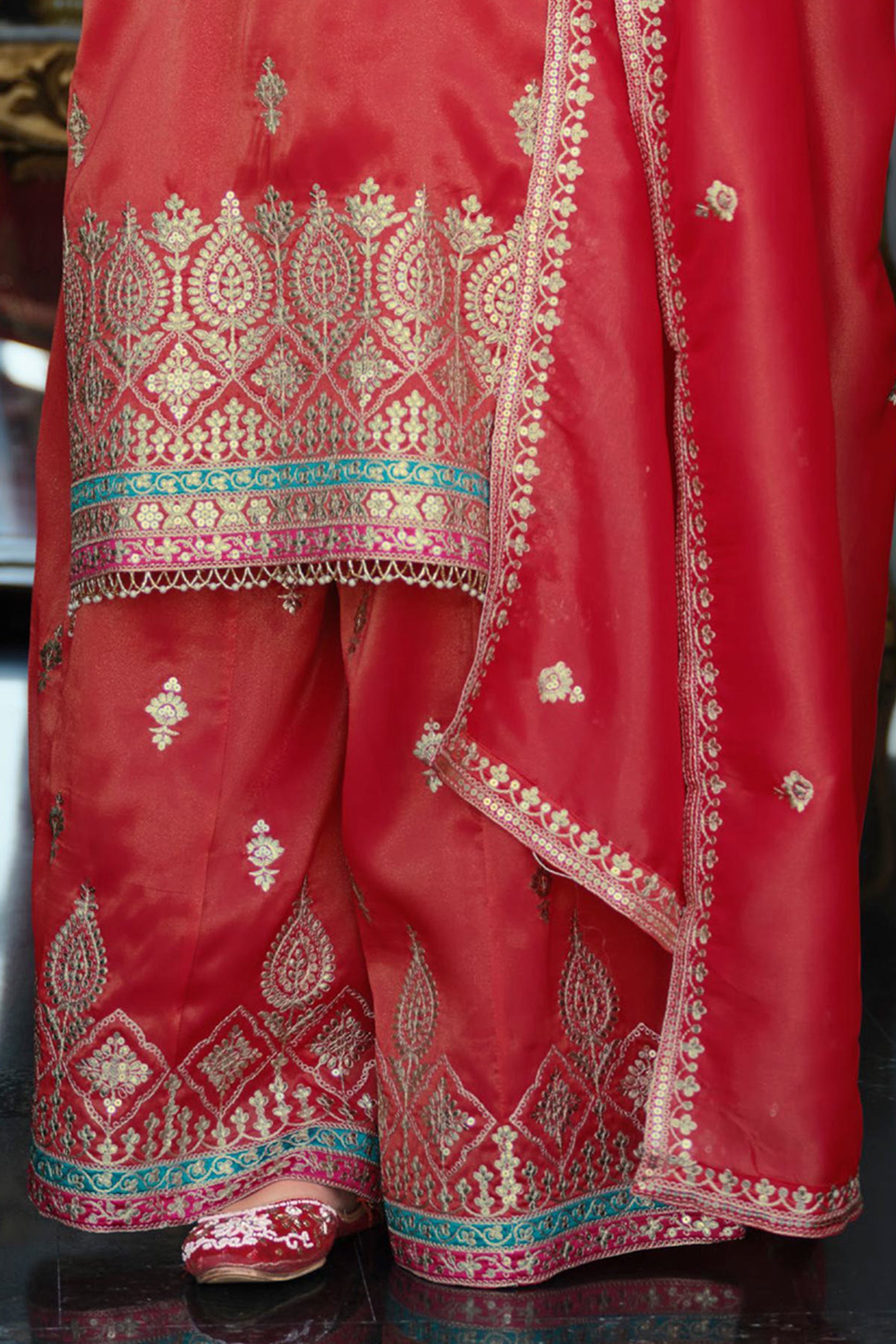 Red Readymade Embroidered Simar Silk Suit-SAR12127_5_SareeButa.com