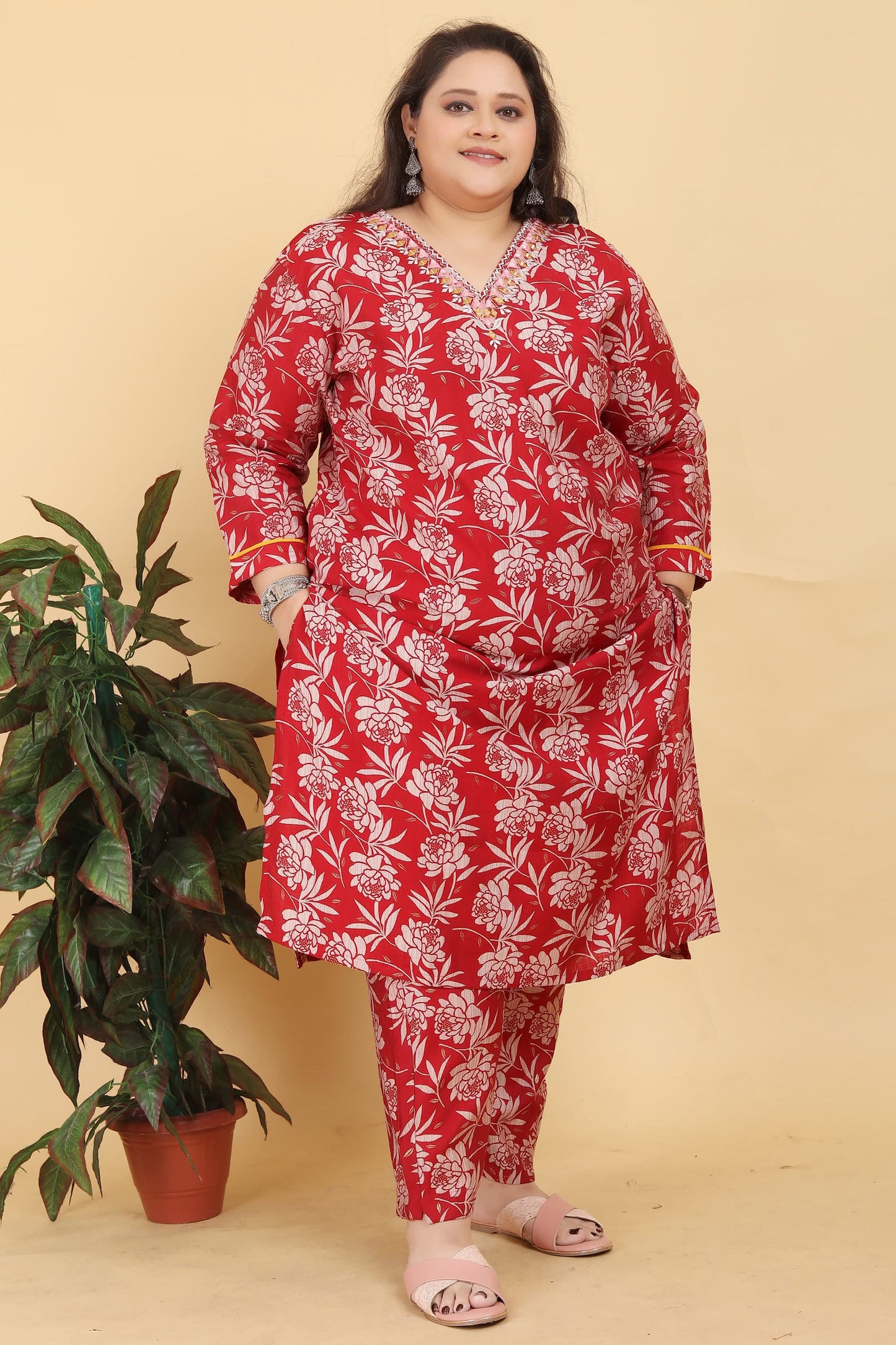 Red Readymade Viscose Suit-SAR11753_4_SareeButa.com
