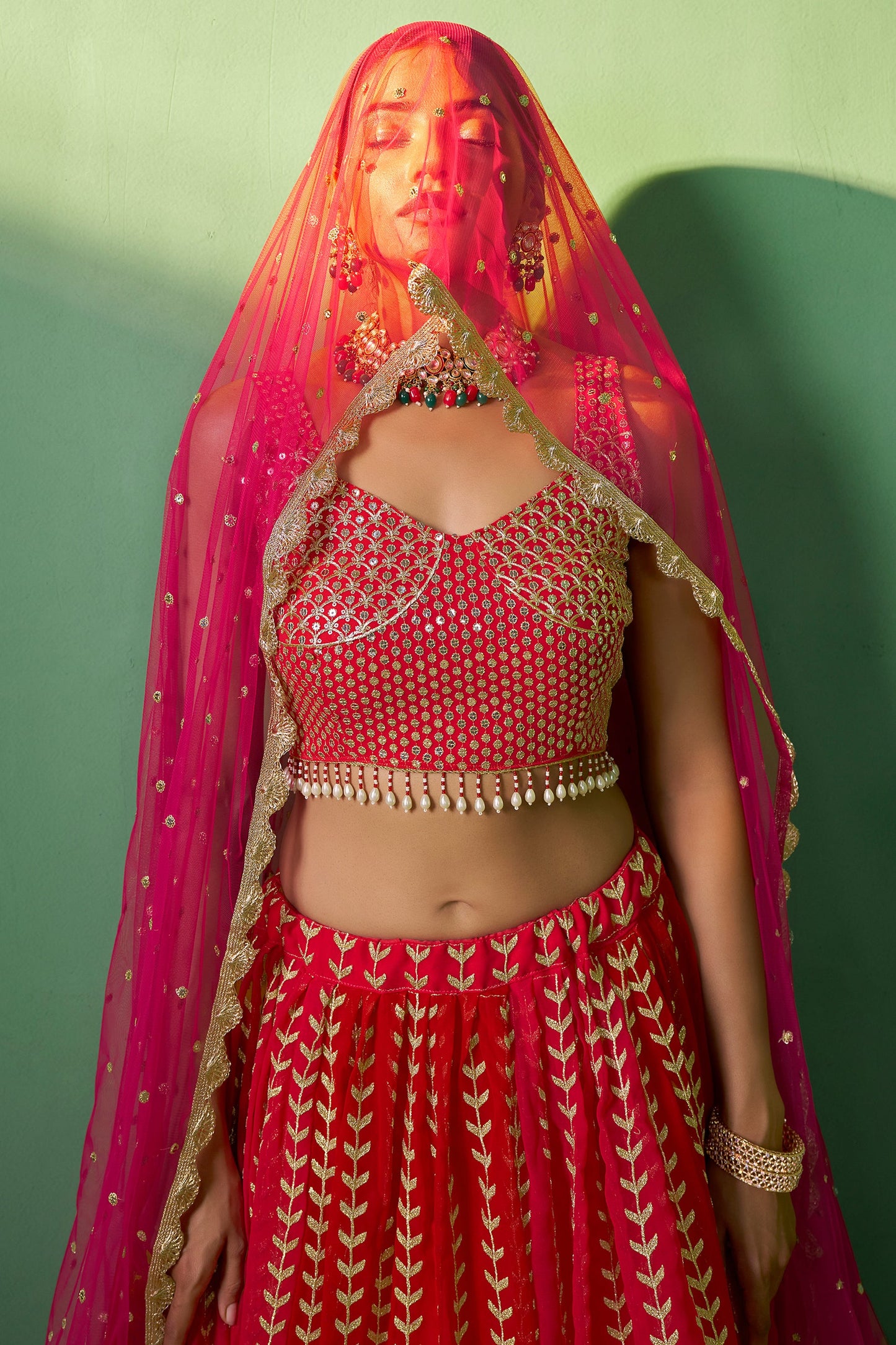 Red Semi Stitched Georgette Lehenga-LC70_2_SareeButa.com