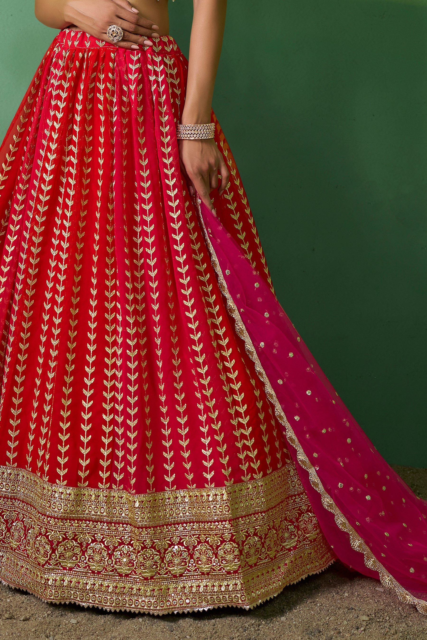 Red Semi Stitched Georgette Lehenga-LC70_5_SareeButa.com