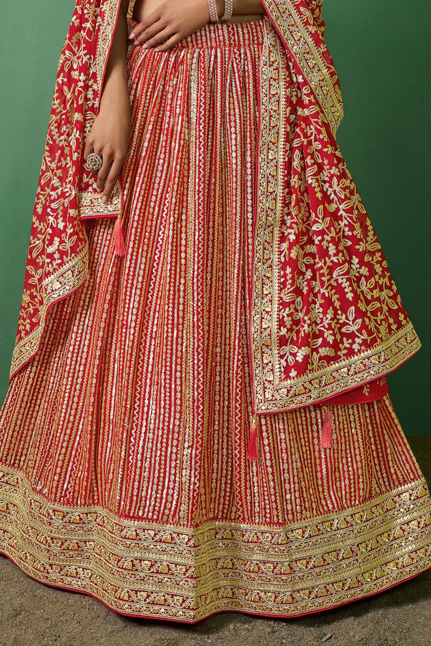 Red Semi Stitched Georgette Lehenga-LC73_5_SareeButa.com