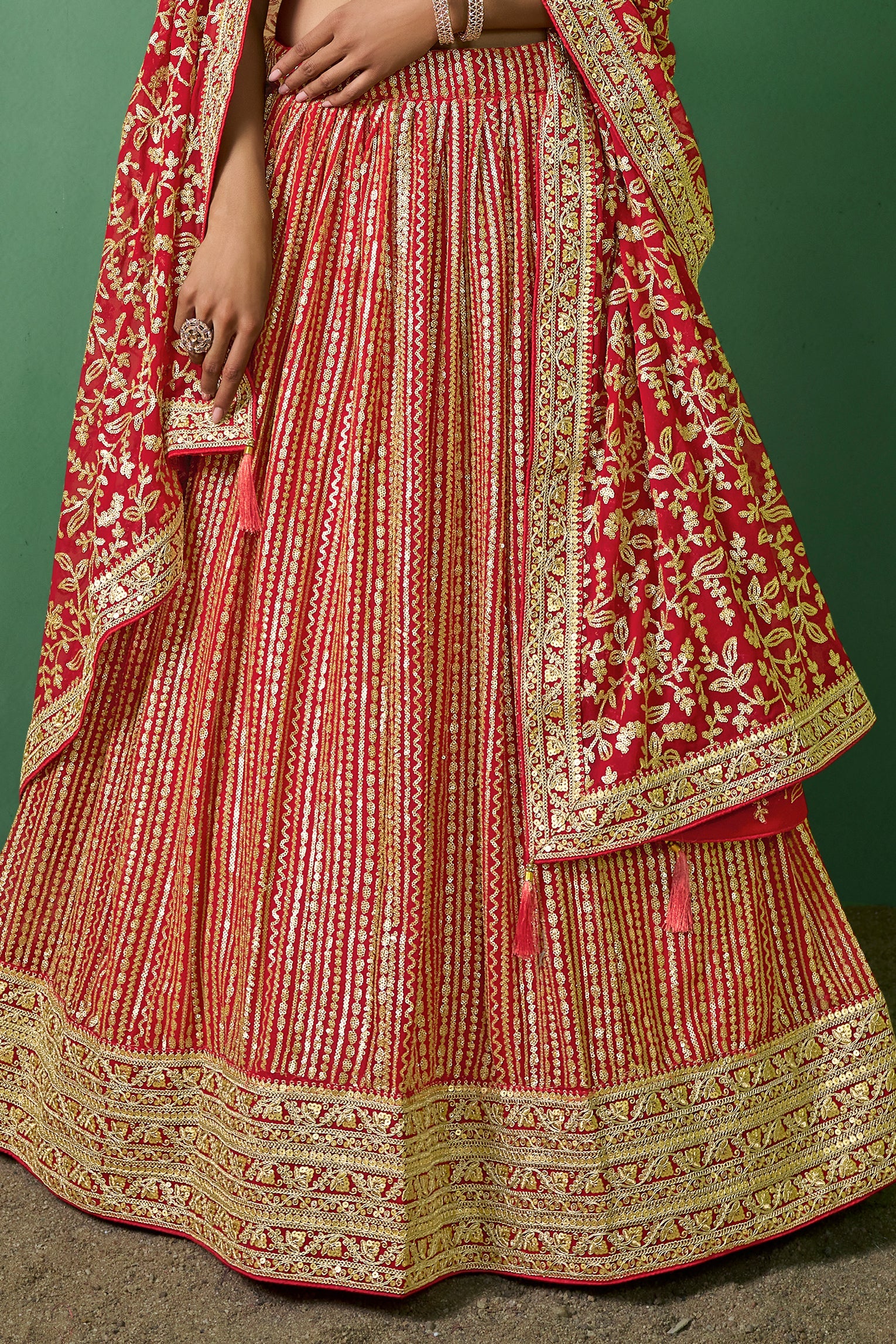 Red Semi Stitched Georgette Lehenga-LC73_5_SareeButa.com