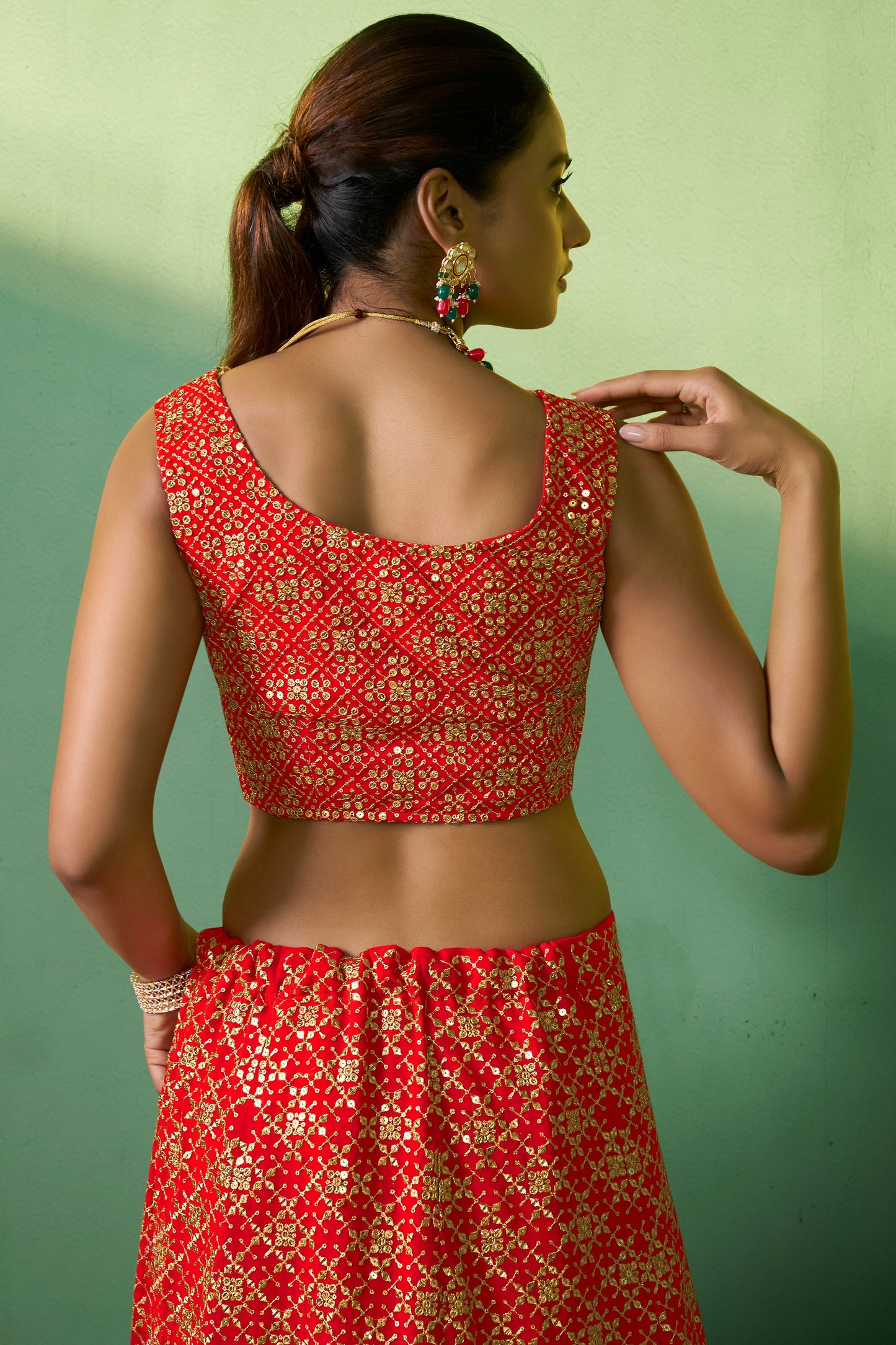 Red Semi Stitched Georgette Lehenga-LC78_3_SareeButa.com
