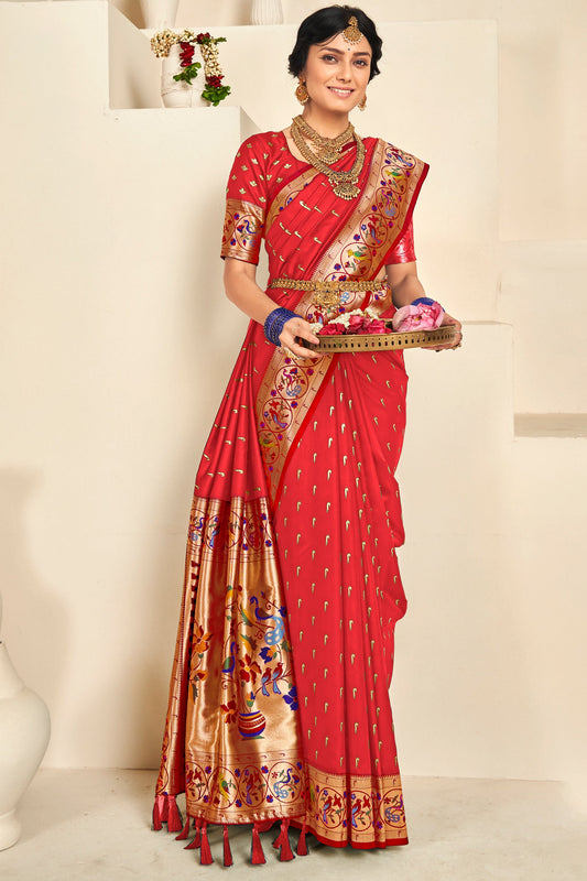 Red Silk Paithani Saree-ZB132398_1