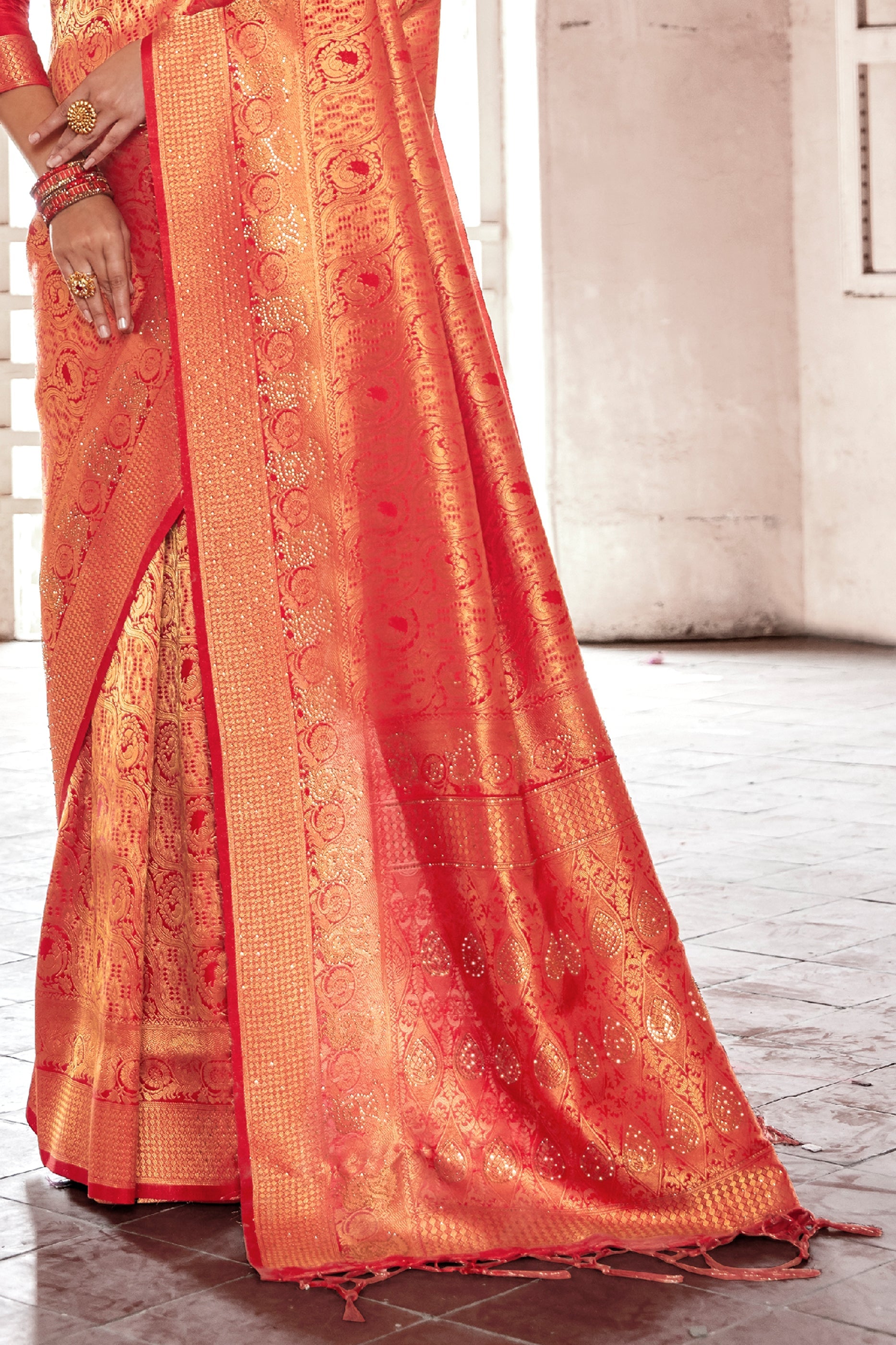 Red Stone Work Silk Saree-SAR11461_4_SareeButa.com