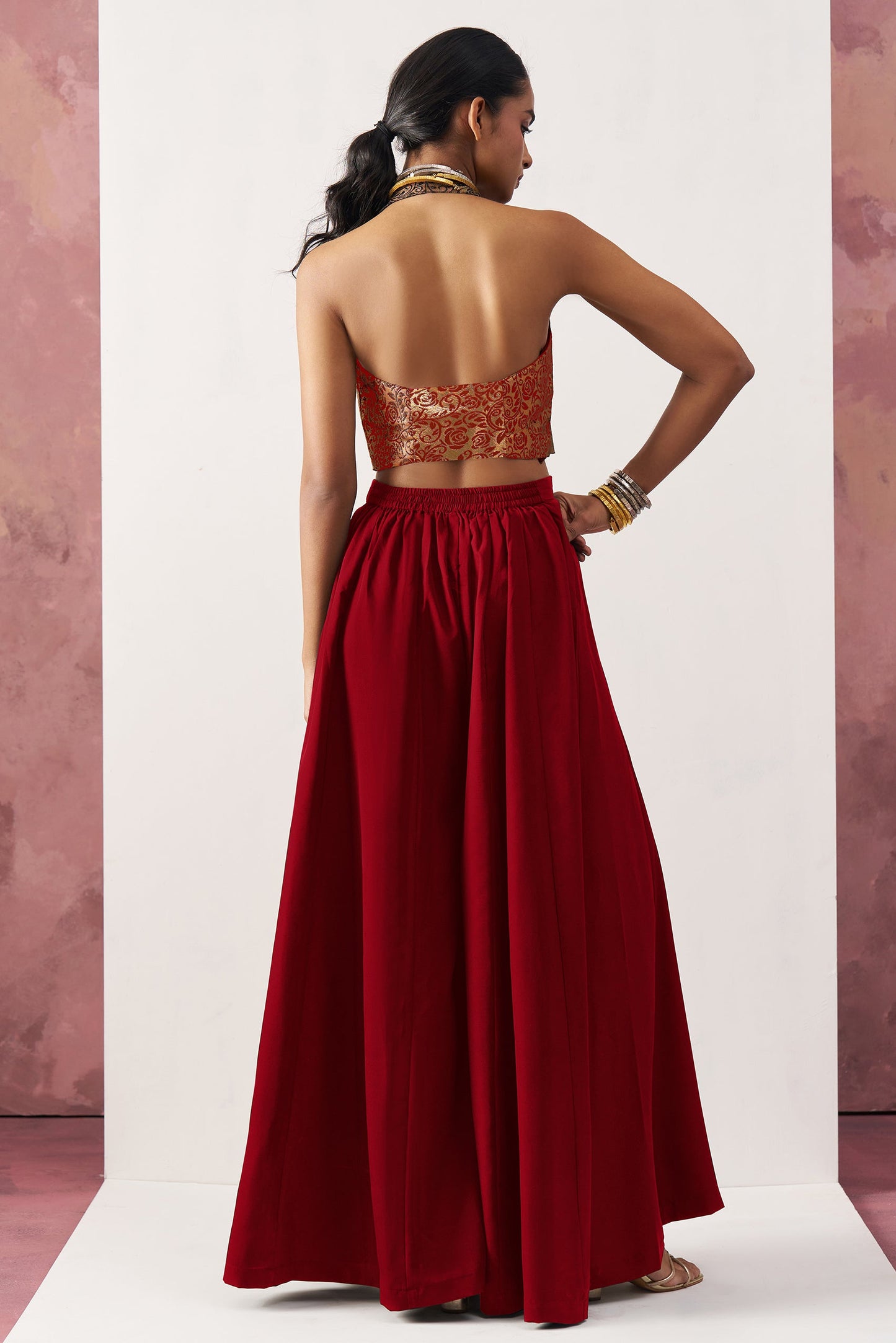 Red Waist Coat and Palazzo Set-SS446_4_SareeButa.com