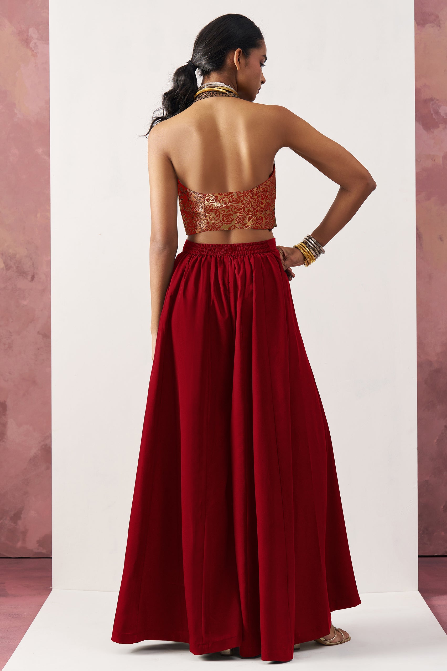 Red Waist Coat and Palazzo Set-SS446_4_SareeButa.com