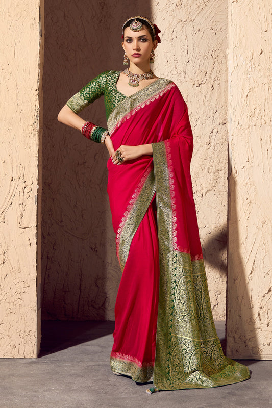 Red Woven Crepe Georgette Saree-SAR11003_1_SareeButa.com
