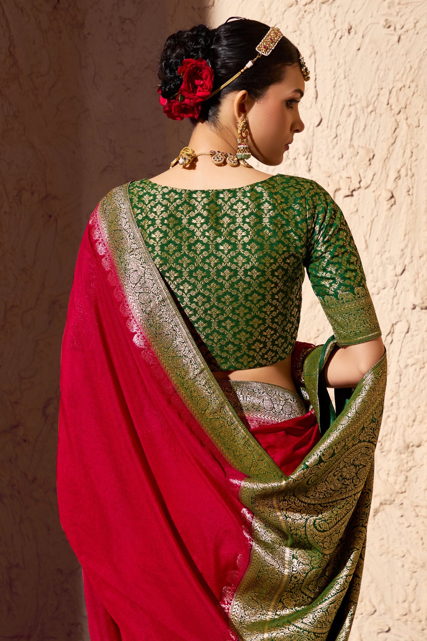 Red Woven Crepe Georgette Saree-SAR11003_3_SareeButa.com