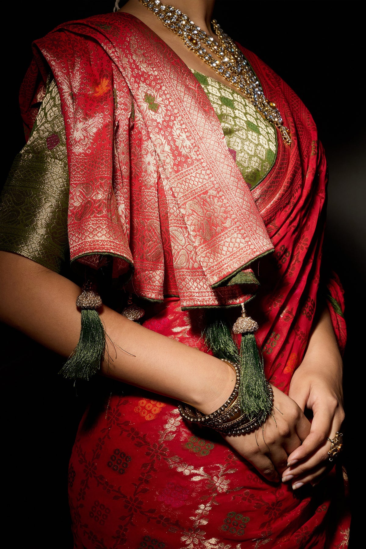 Red Woven Meenakari Khadi Georgette Saree-SAR13314_2_SareeButa.com