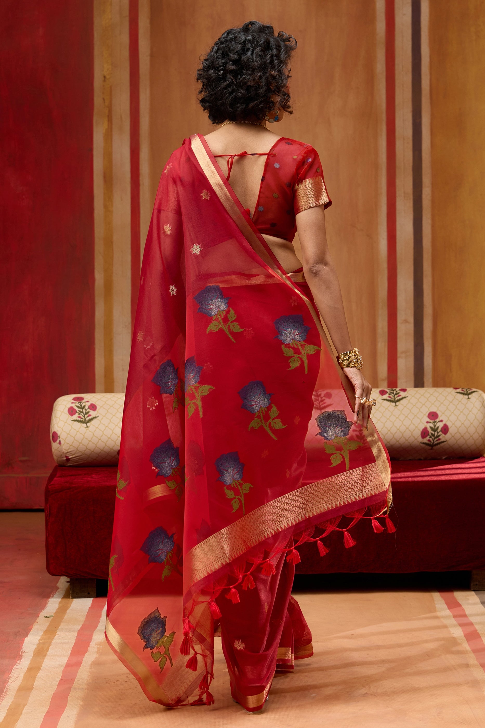 Red Woven Munga Cotton Saree-SAR11932_3_SareeButa.com