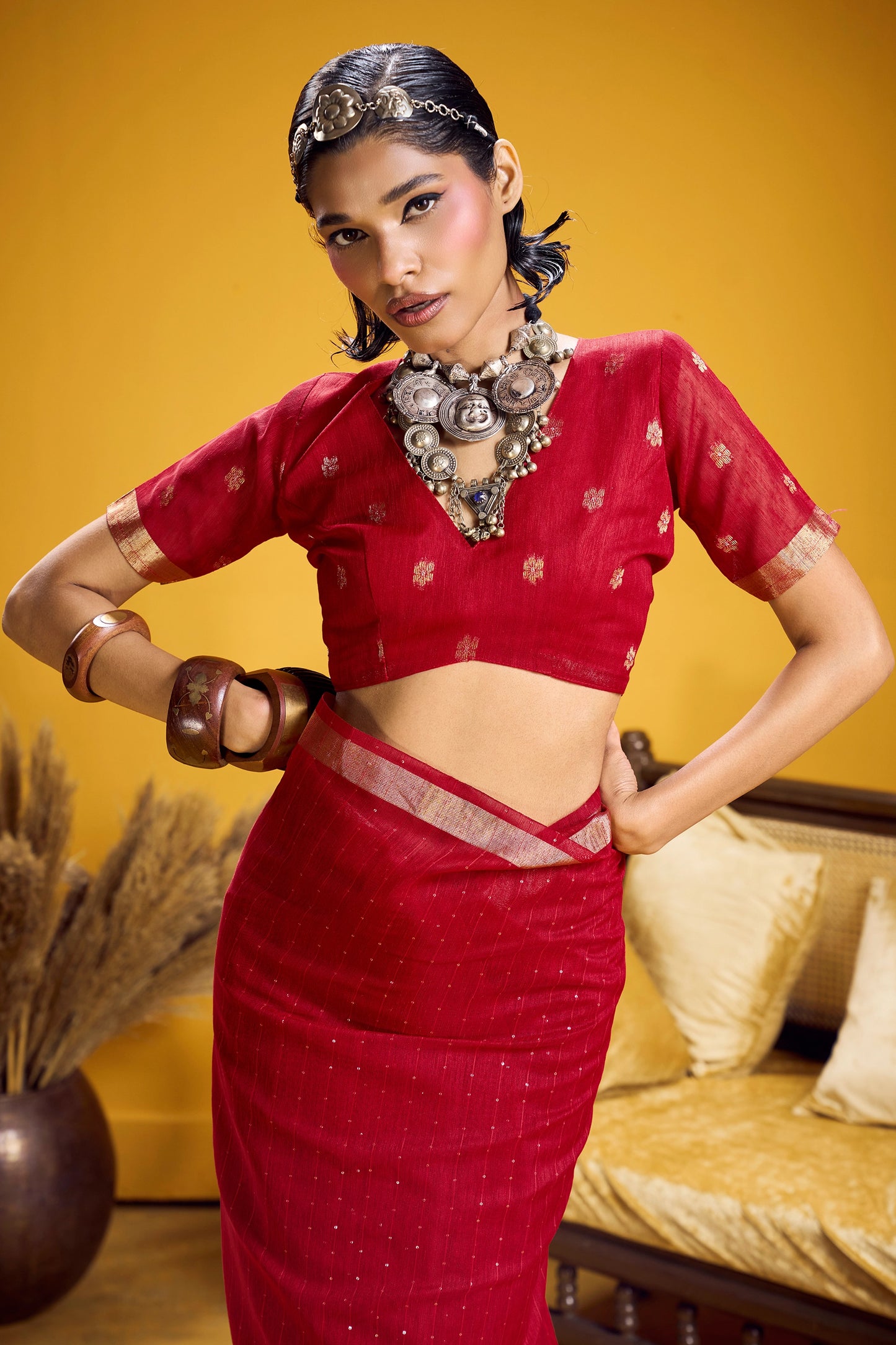 Red Woven Munga Silk Saree-SAR12338_3_SareeButa.com