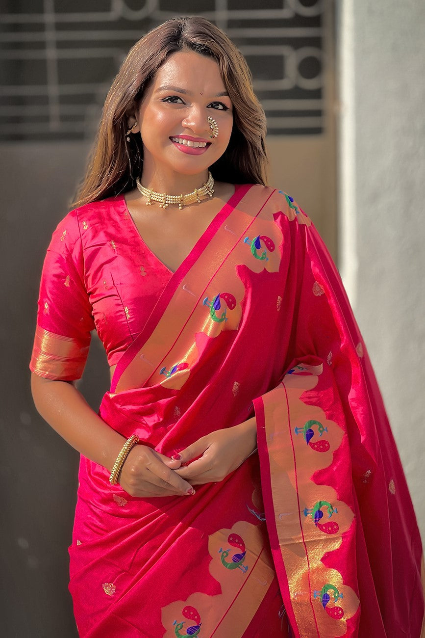 Red Paithani Saree-ZB133090_3_SareeButa.Com