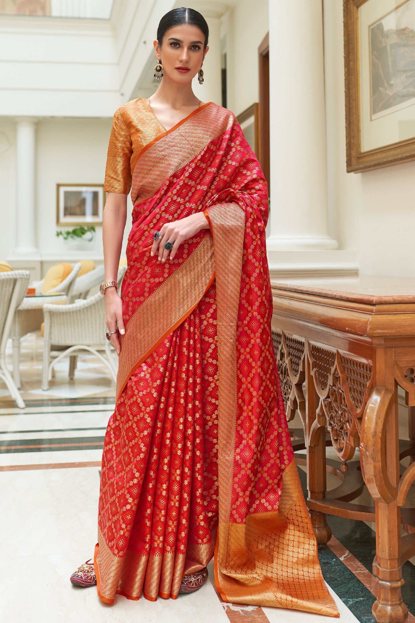 Red Woven Patola Silk Saree-ZB133891_1_SareeButa.com