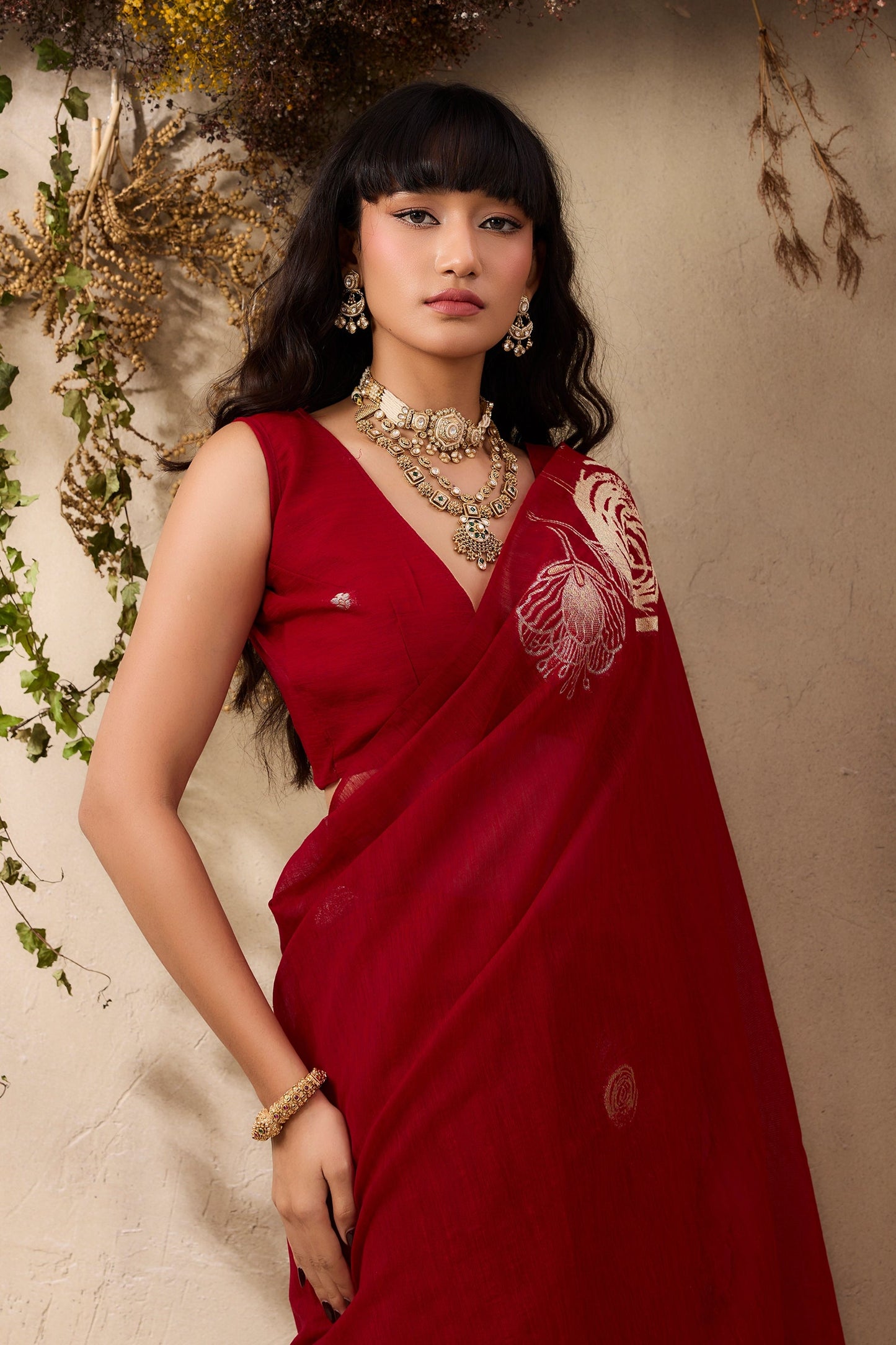 Red Woven Silk Saree-SAR11222_2_SareeButa.com