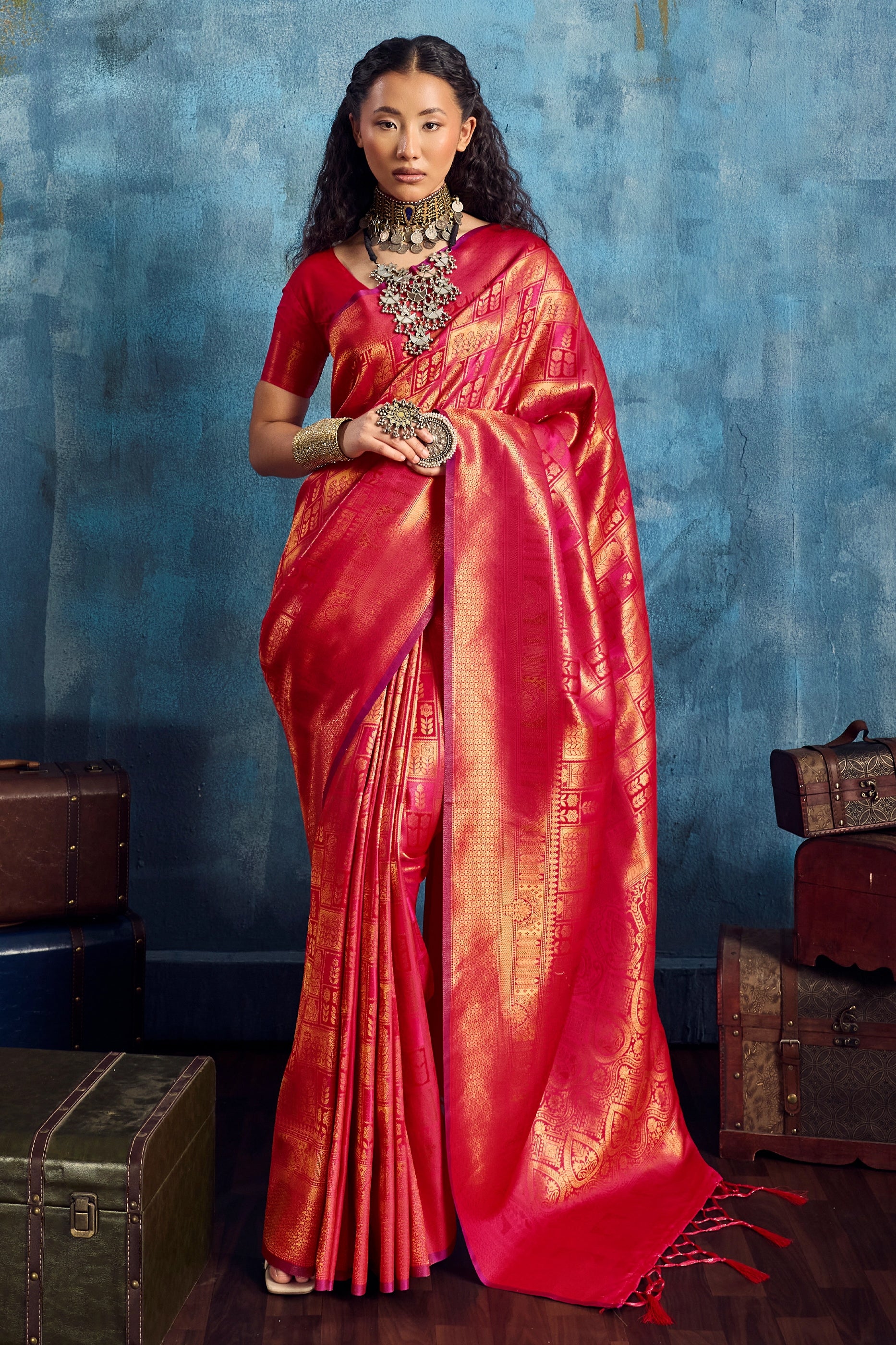 Red Woven Silk Saree-SAR12380_1_SareeButa.com