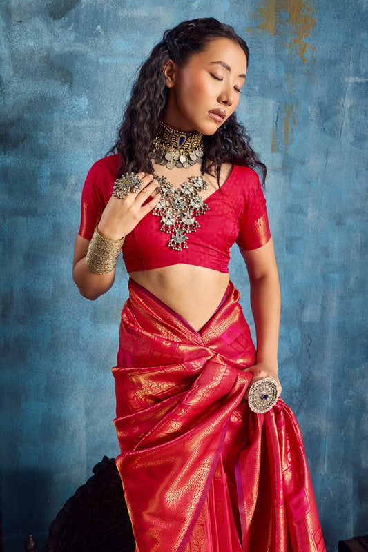Red Woven Silk Saree-SAR12380_2_SareeButa.com