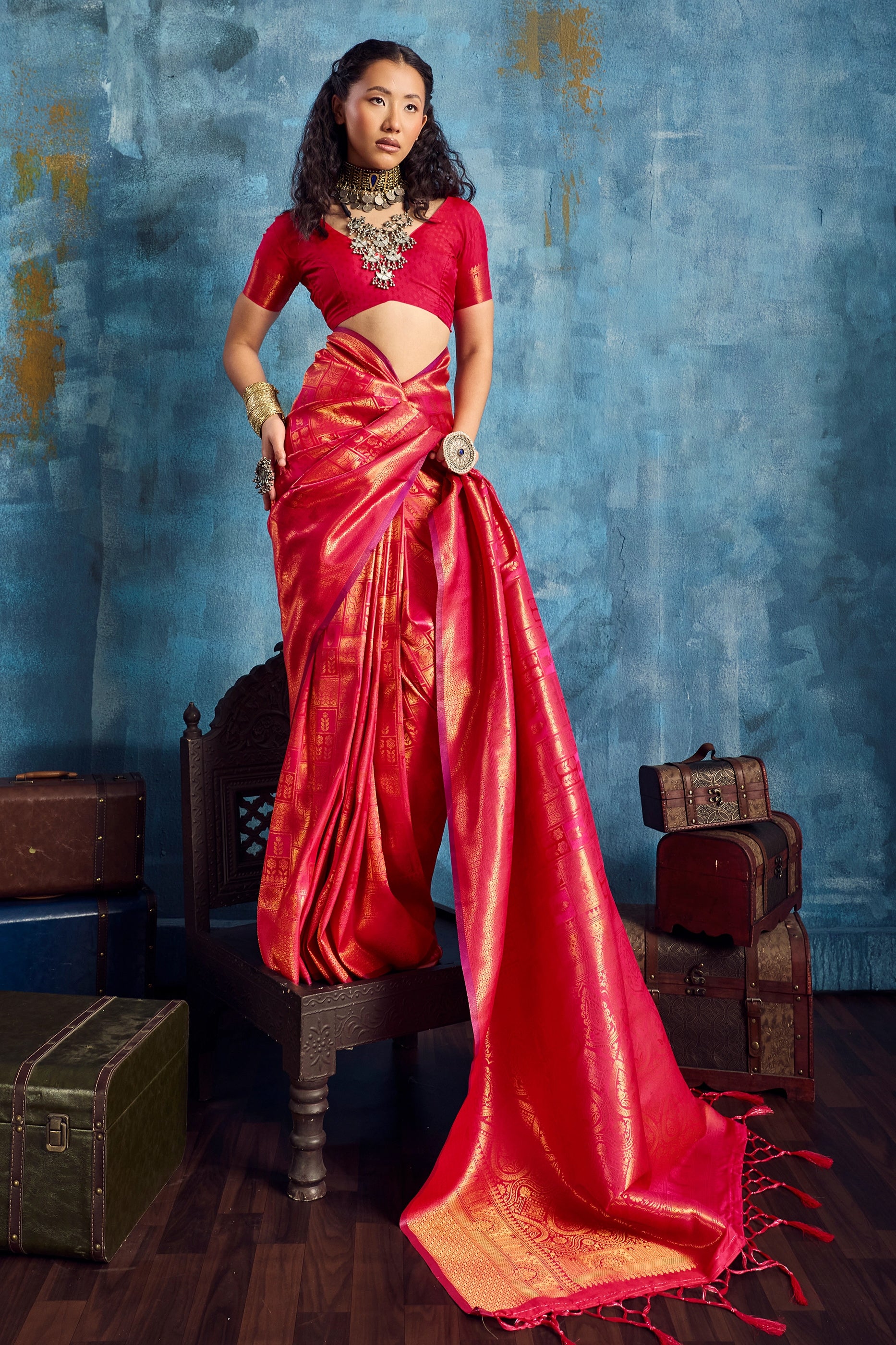Red Woven Silk Saree-SAR12380_3_SareeButa.com