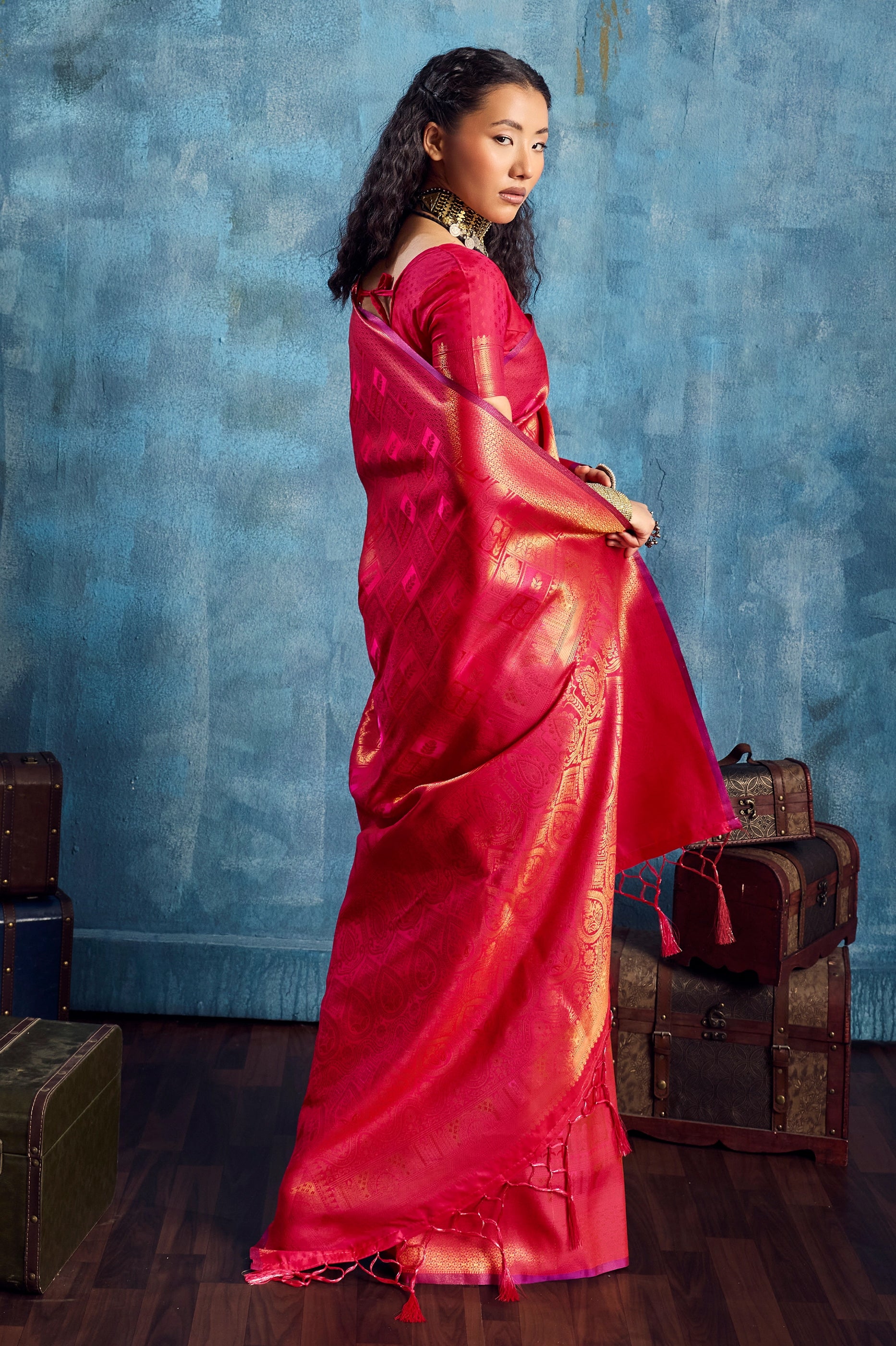 Red Woven Silk Saree-SAR12380_4_SareeButa.com