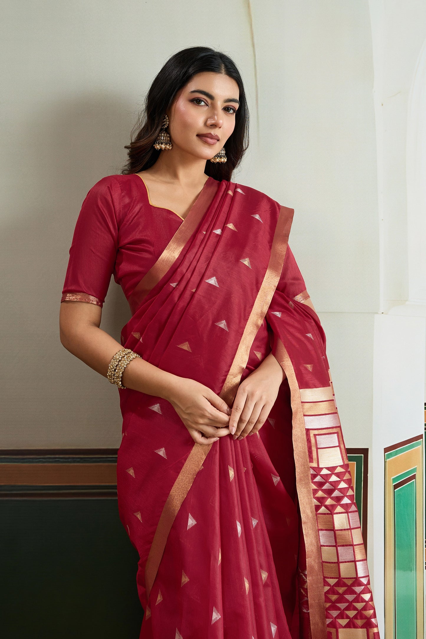 Red Woven Silk Saree-SAR12405_2_SareeButa.com