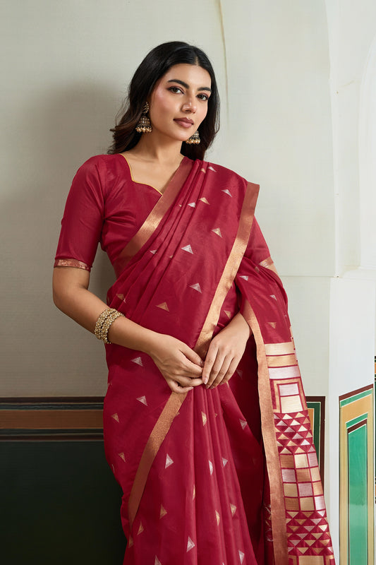 Red Woven Silk Saree-SAR12405_2_SareeButa.com