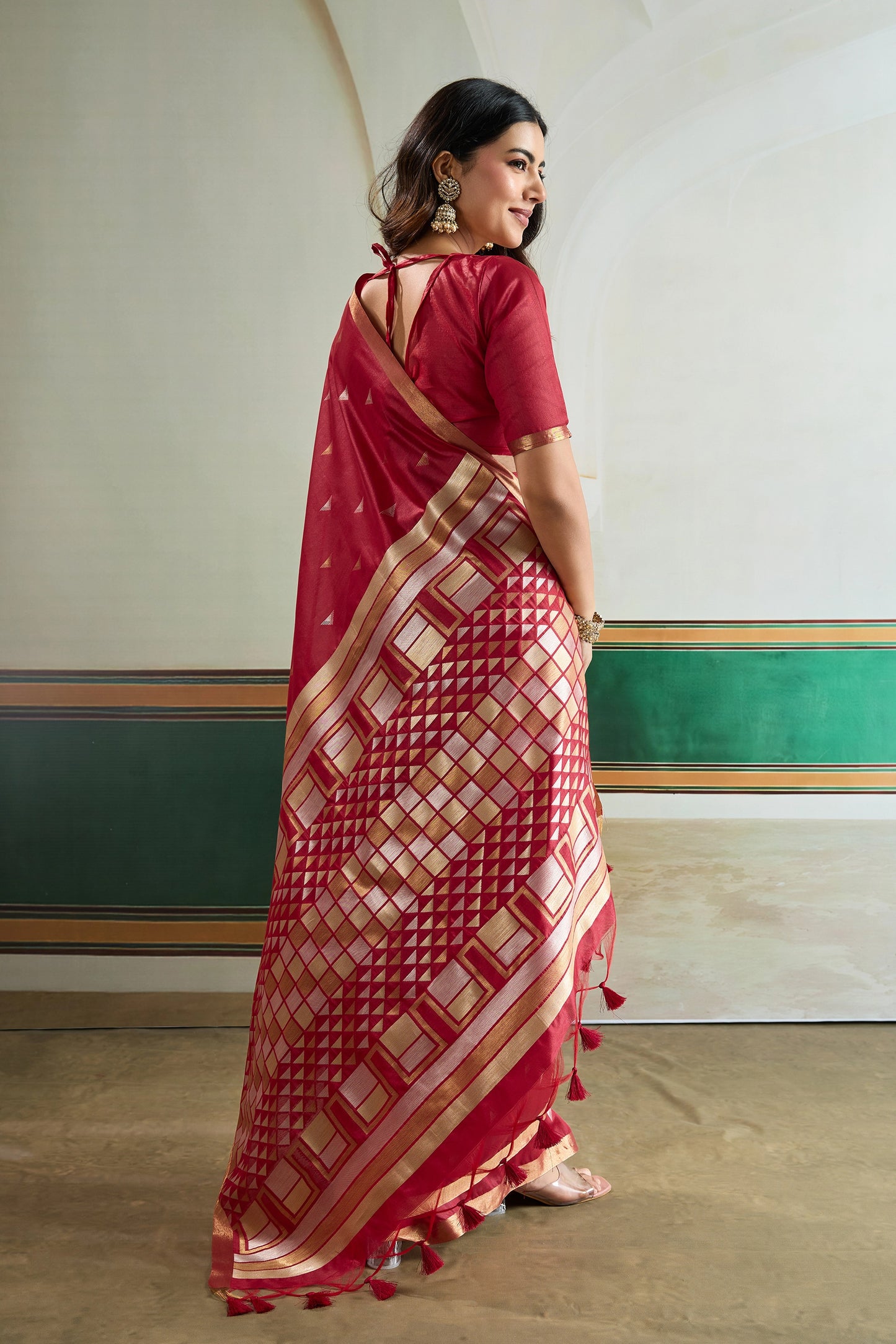 Red Woven Silk Saree-SAR12405_3_SareeButa.com