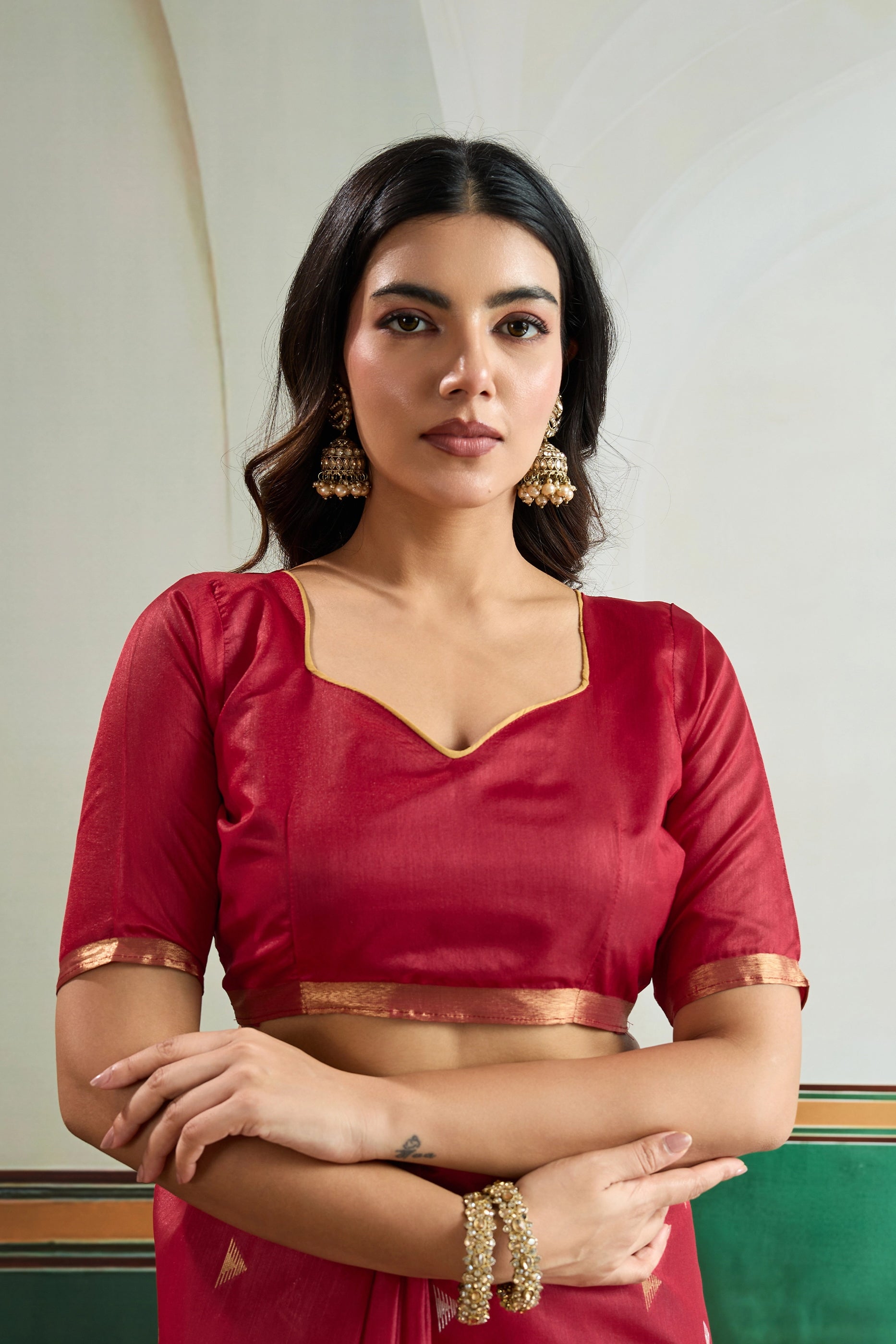 Red Woven Silk Saree-SAR12405_4_SareeButa.com