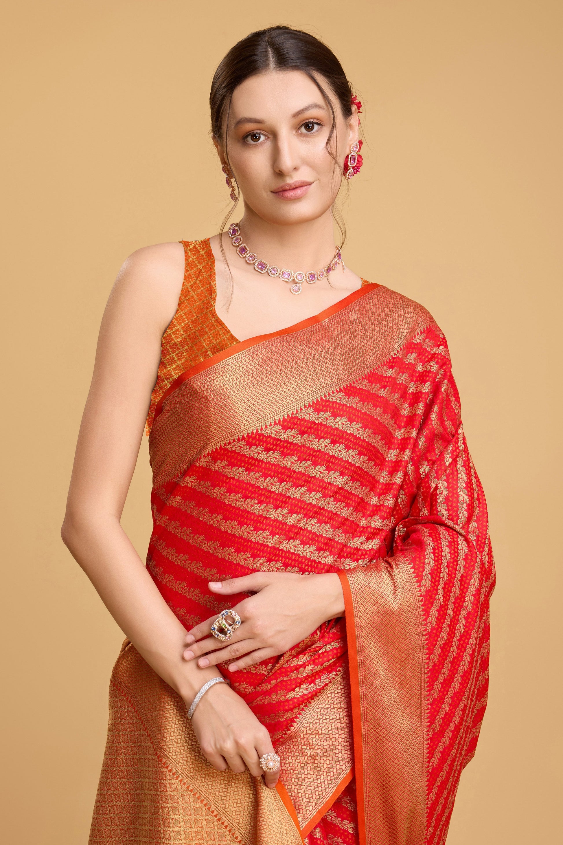 Red Woven Silk Saree-ZB133121_2_SareeButa.com