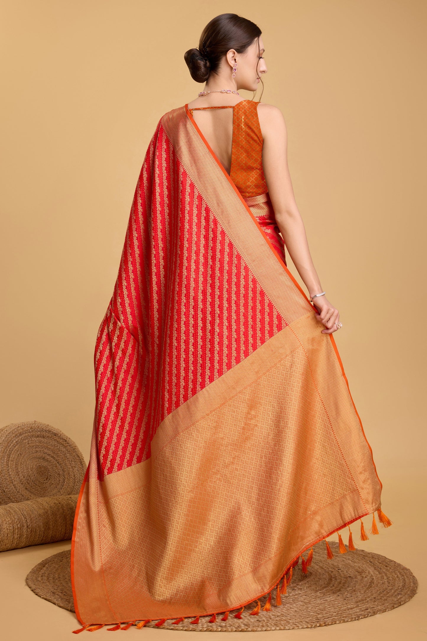 Red Woven Silk Saree-ZB133121_3_SareeButa.com