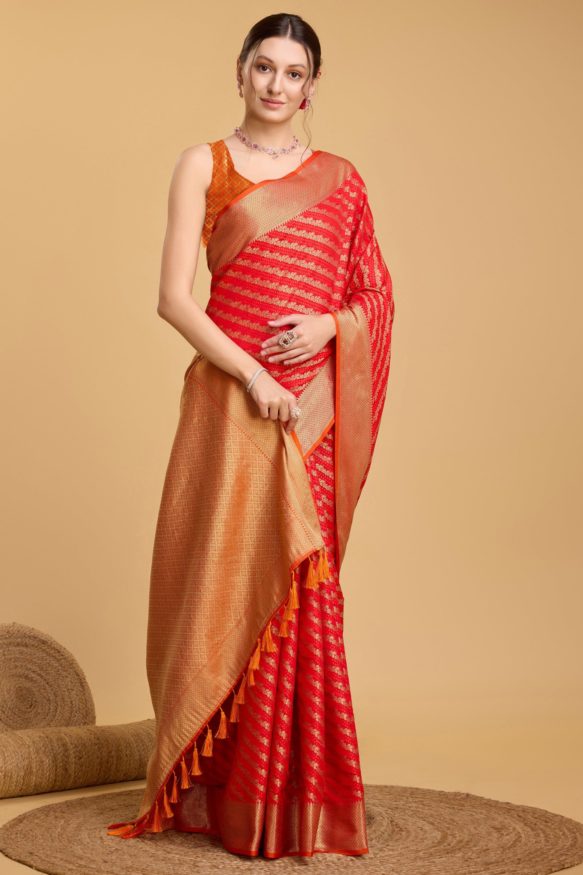 Red Woven Silk Saree-ZB133121_4_SareeButa.com