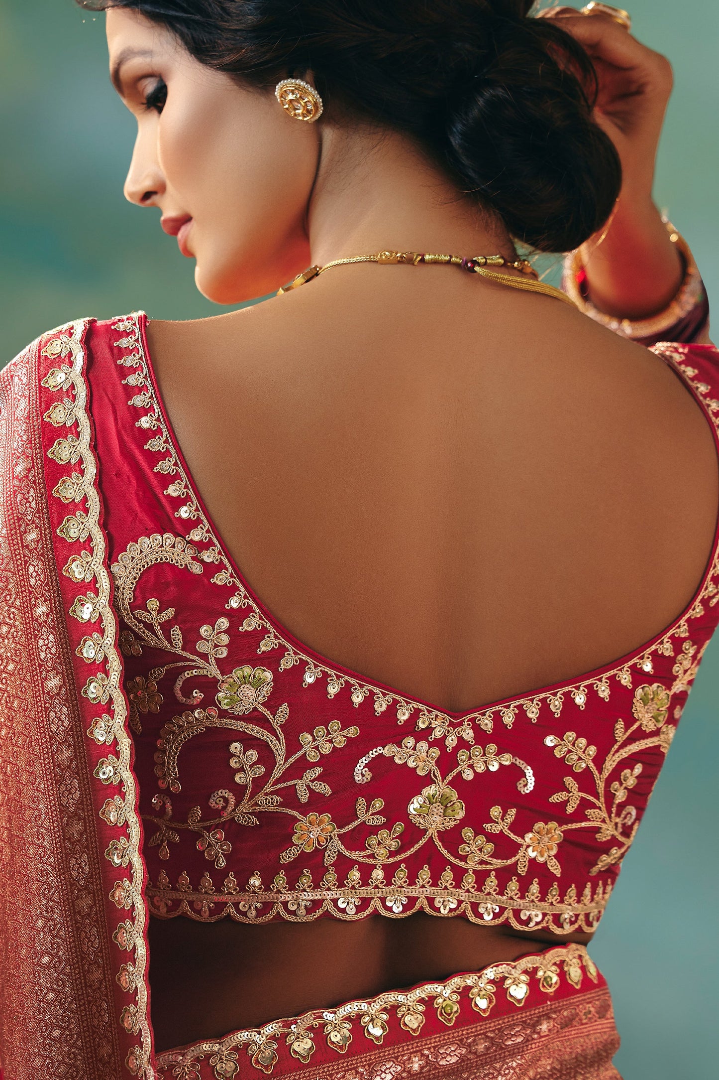 Red Woven Viscose Silk Banarasi Saree-SAR10580_4_SareeButa.com