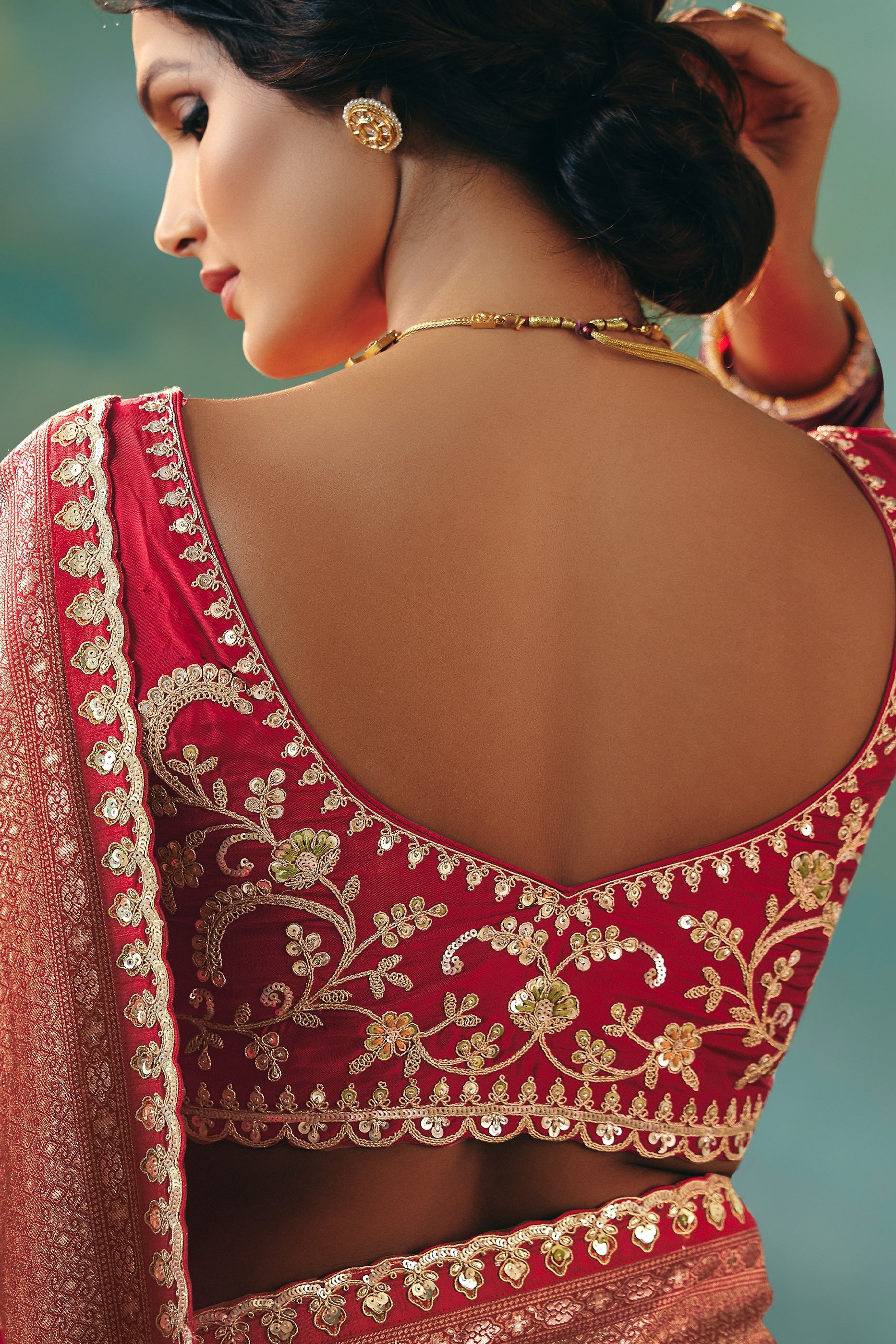 Red Woven Viscose Silk Banarasi Saree-SAR10580_4_SareeButa.com