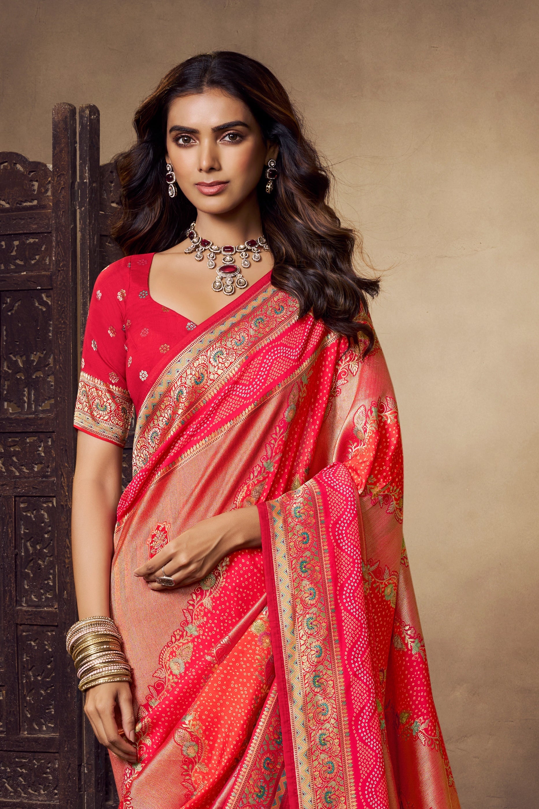 Red Woven Viscose Silk Saree-SAR11024_3_SareeButa.com