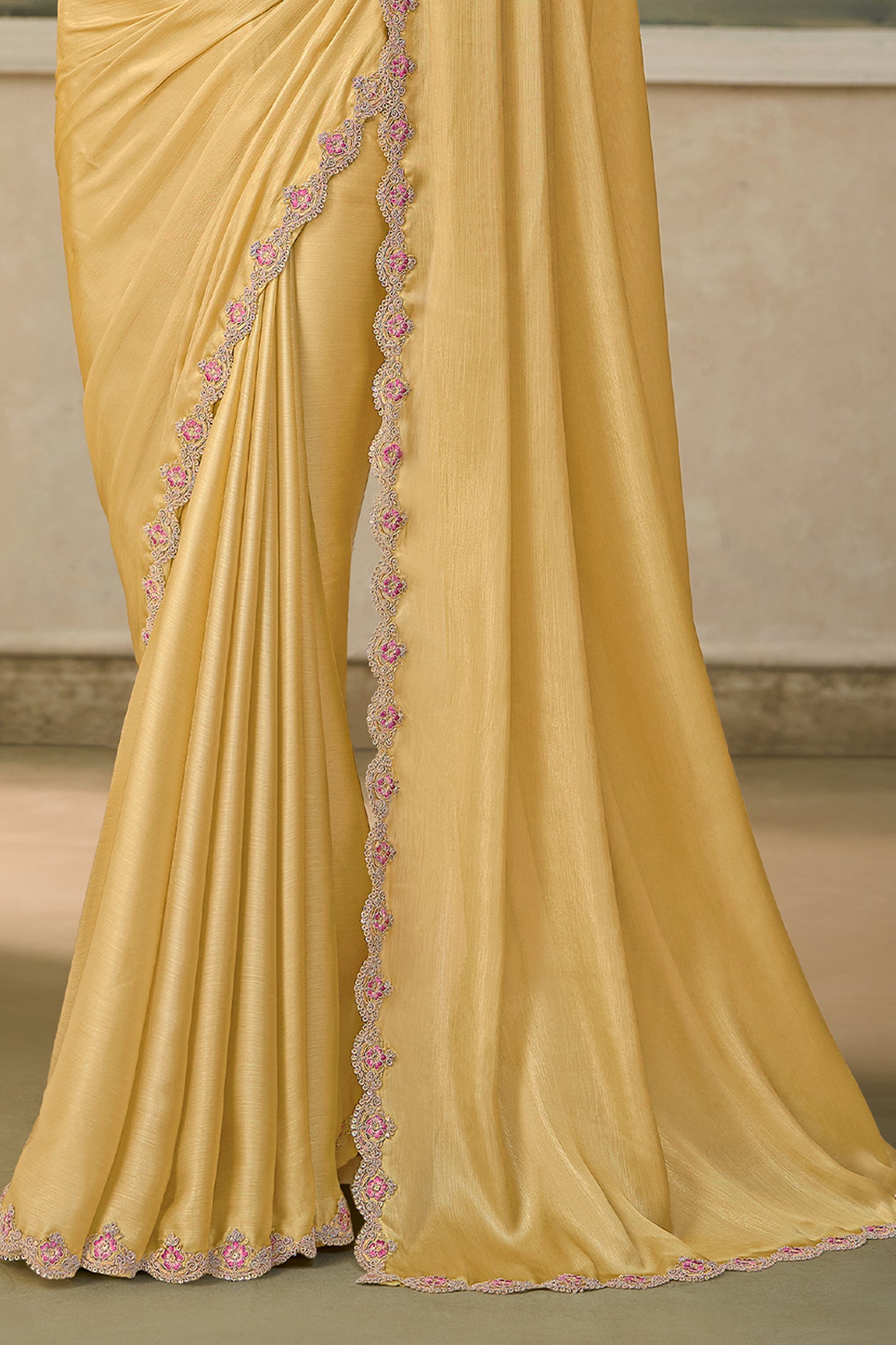 Rich Yellow Embroidered Chiffon Saree-SAR13175_6_SareeButa.com