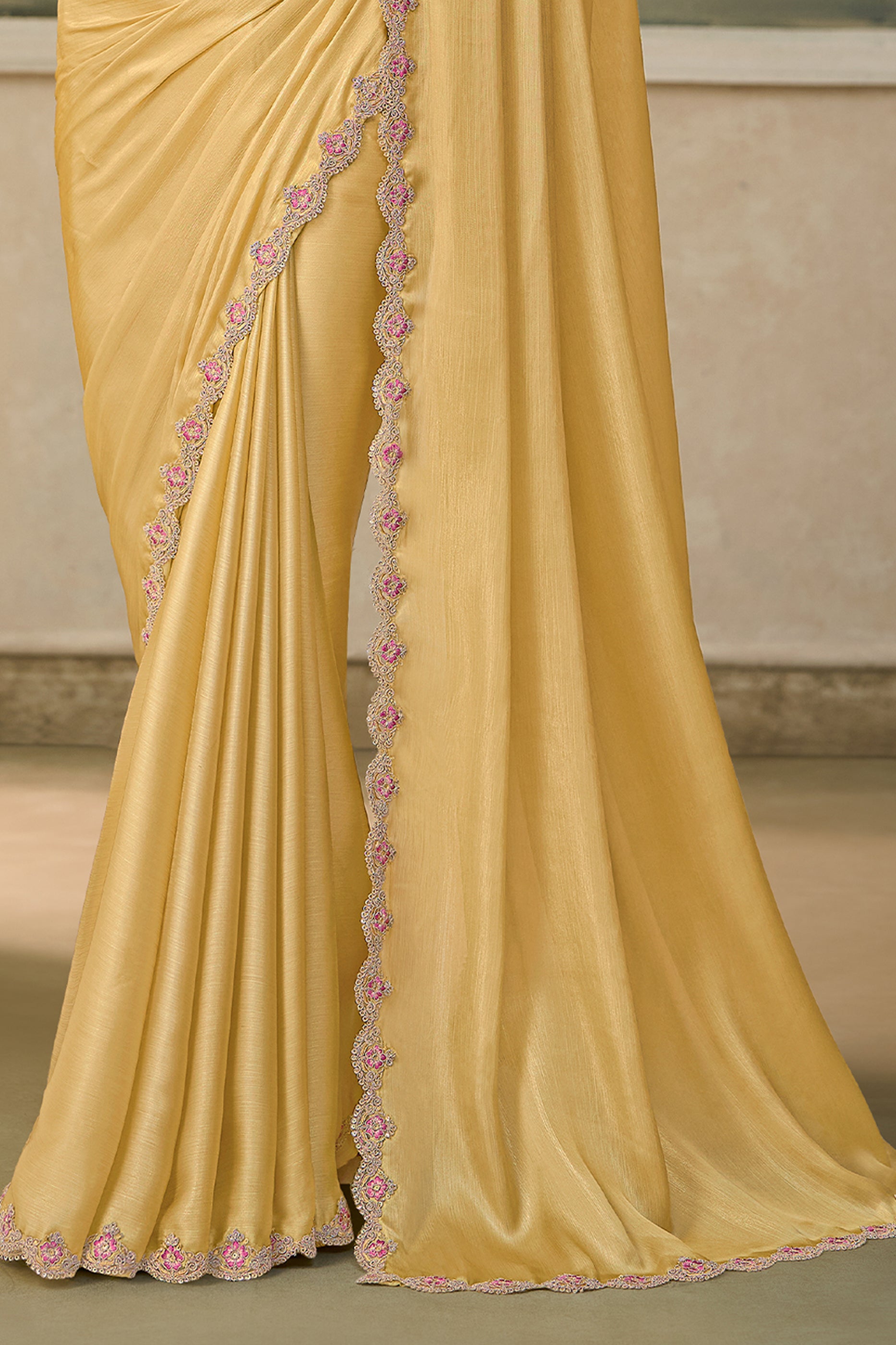 Rich Yellow Embroidered Chiffon Saree-SAR13175_6_SareeButa.com
